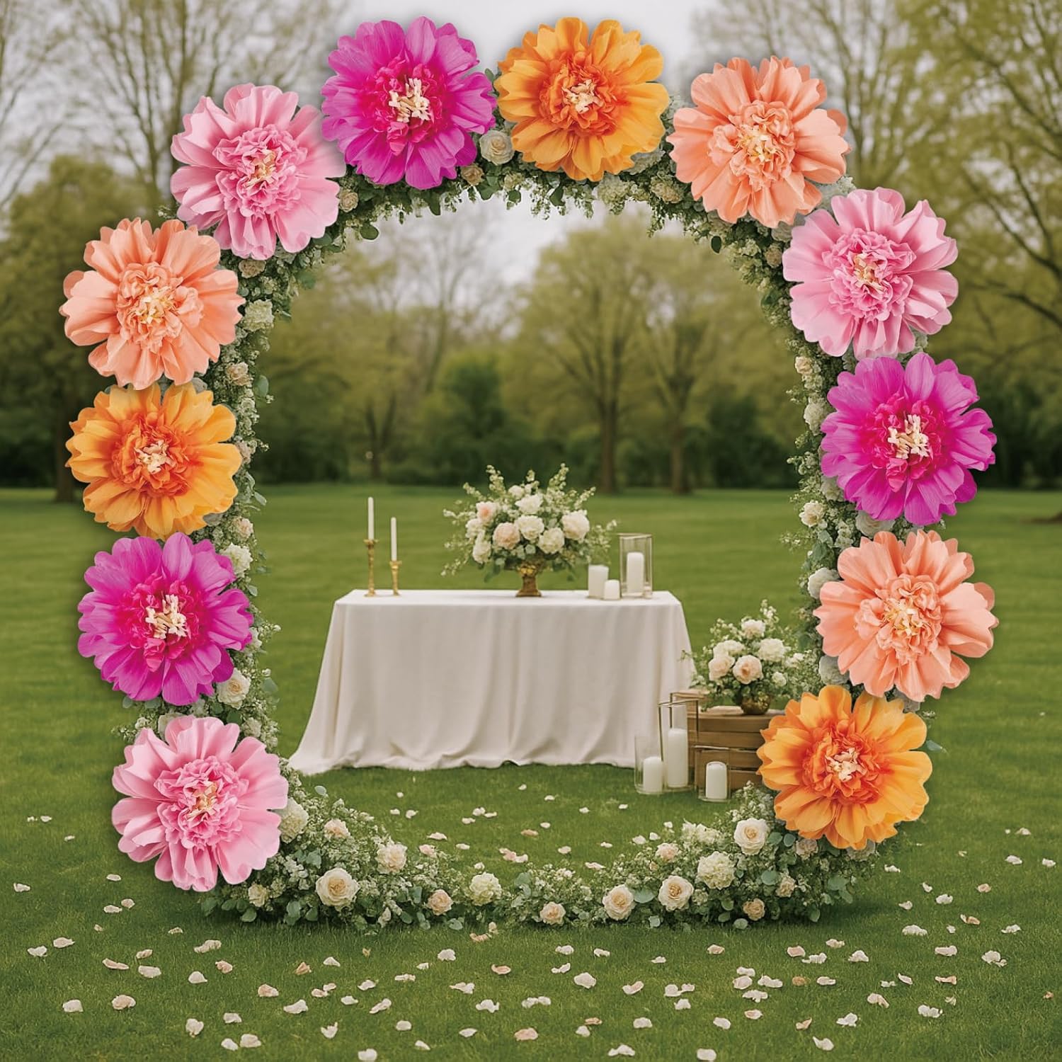 12 PCS Giant Flowers Decorations,Handmade 12 Inches Colorful Large Tissue Paper Flower Decorations,for Wall Wedding Birthday BabyShower Party Home Decor Supplies