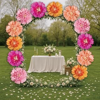 12 PCS Giant Flowers Decorations,Handmade 12 Inches Colorful Large Tissue Paper Flower Decorations,for Wall Wedding Birthday BabyShower Party Home Decor Supplies
