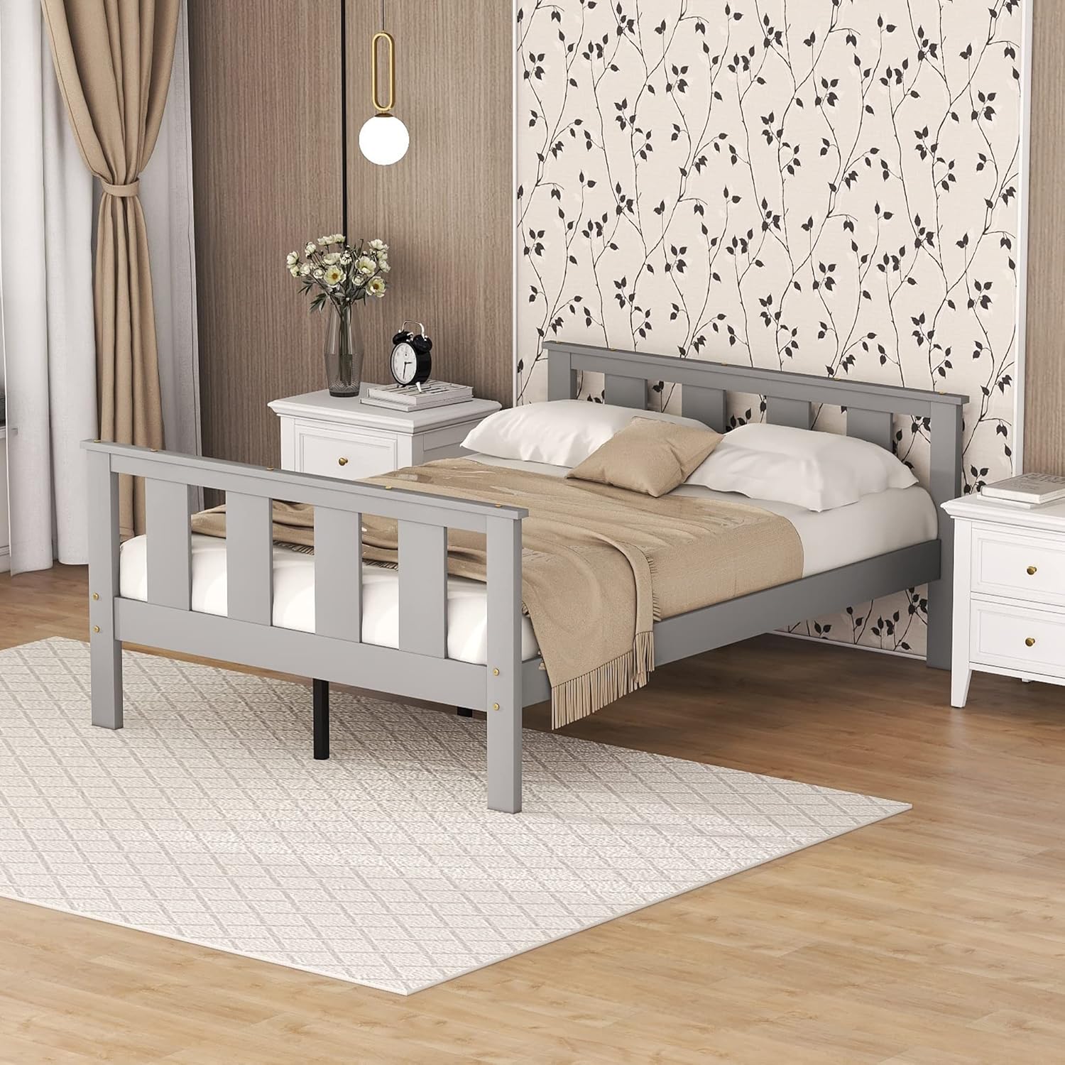 Full Size Bed Frame, Solid Wood Full Platform Bed with