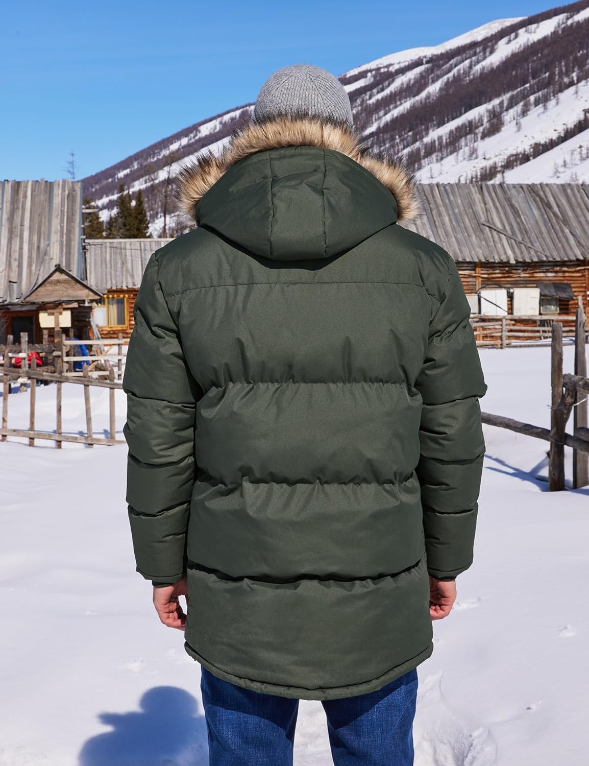 Men's Long Winter Hooded Jacket Warm Windproof Puffy Coat Padded Thicken Parka Jackets - Image 5