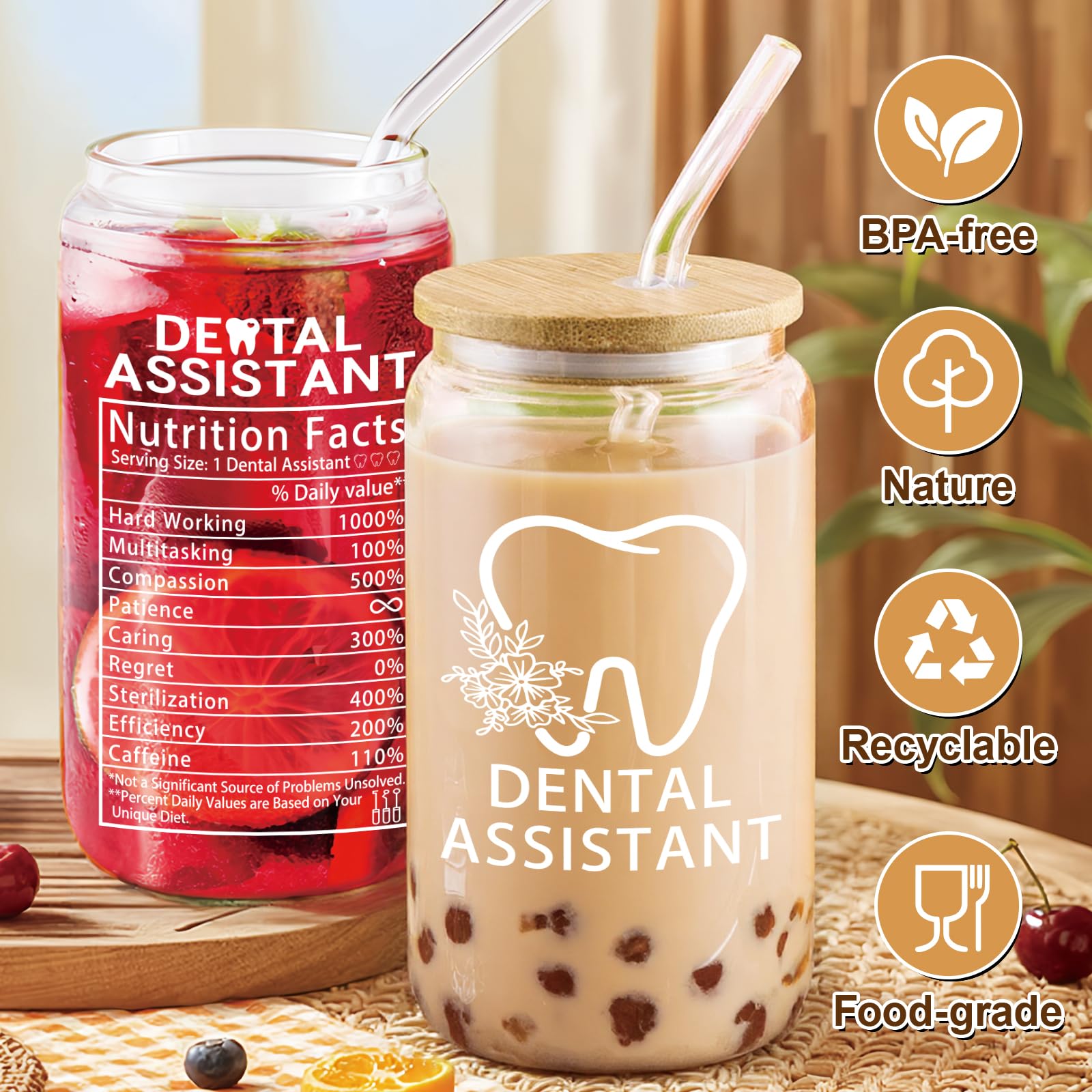 Dental Assistant Gifts for Women,Dental Assistant Appreciation Gifts,Dental Assistants Recognition Week Gifts,Dental Assistant Must Have Gift,Coffee Glass Cup 16oz