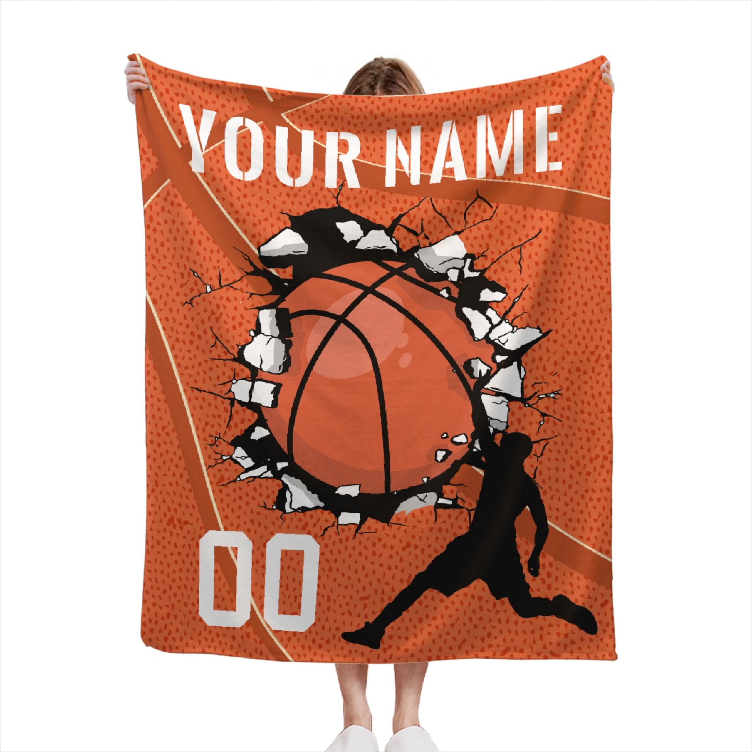 Maitreya Basketball Custom Blanket Gift for Personalized Basketball Lovers Flannel Lightweight Blanket for Sofa Camping Travel 40