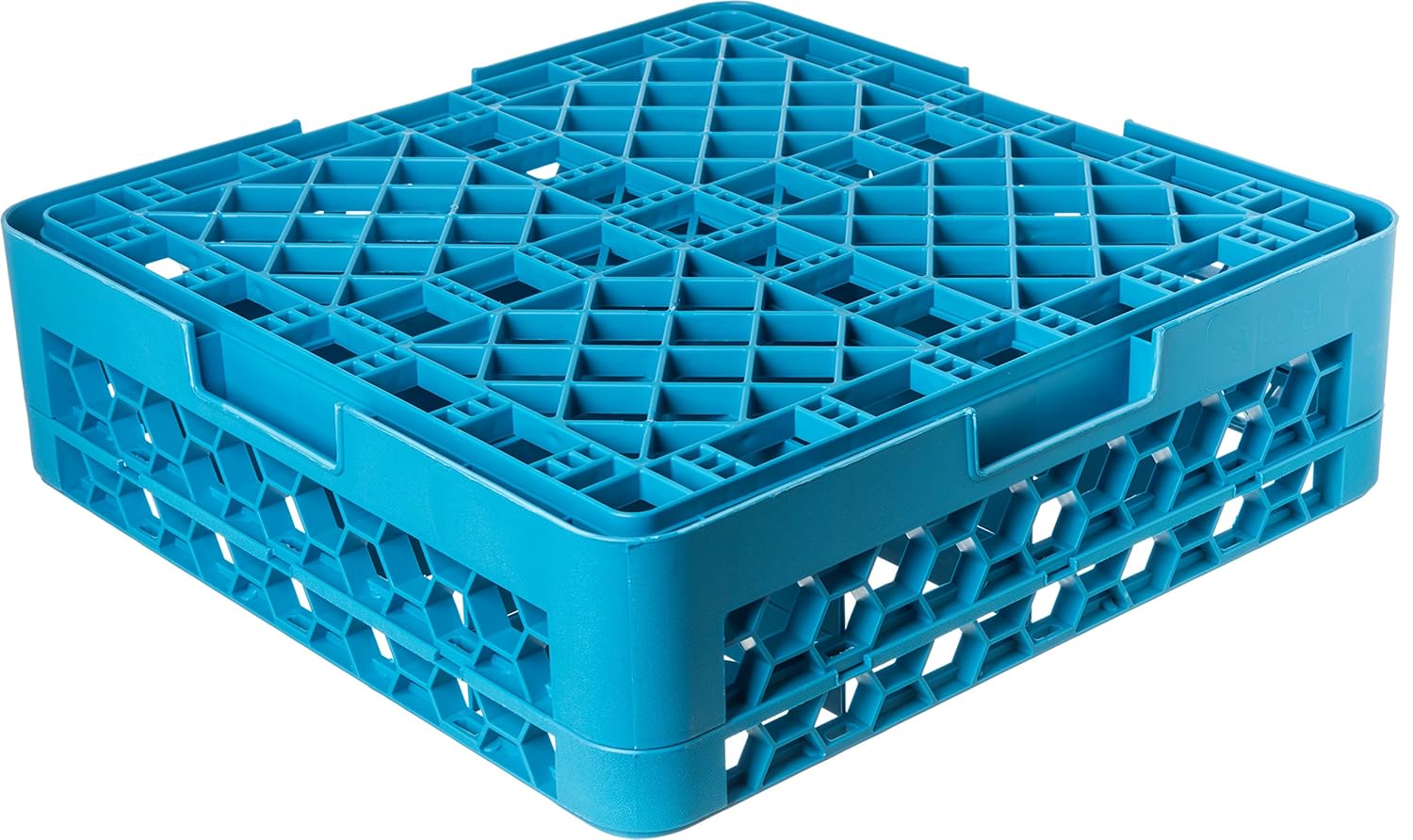 Carlisle FoodService Products Opticlean Glass Rack 16 Compartments with 1 Extender for Kitchens and Restaurants, Plastic, 19.875 x 19.875 x 5.5 Inches, Carlisle Blue - Image 4