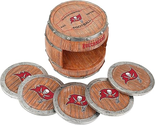 Miniatura 5 de FOCO NFL Team Logo 5-Pack Barrel Beverage Drink Coaster Set