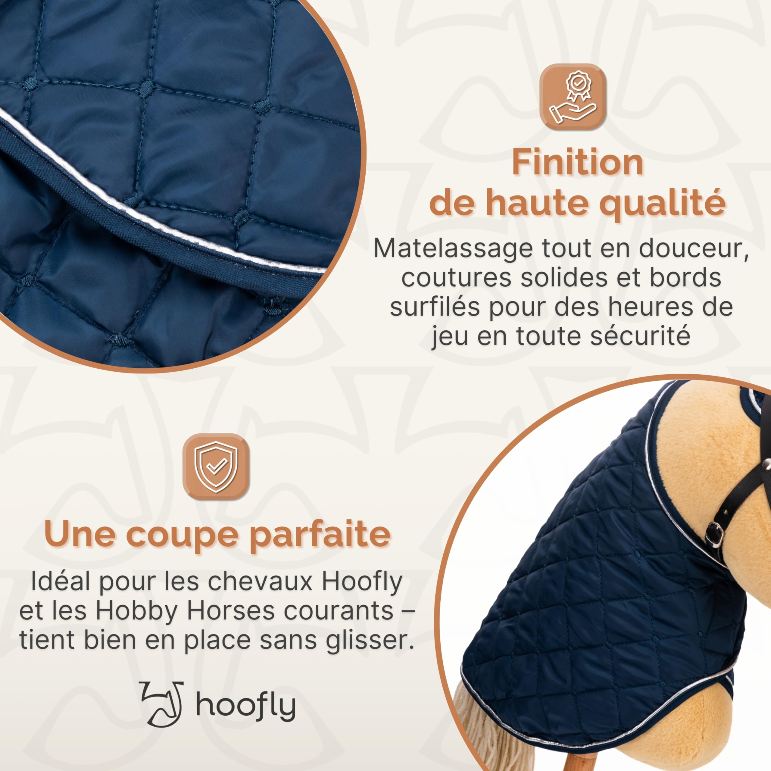 Accessoires Hobby Horse – Couverture en bleu, douce et résistante [certifiée TÜV], couverture Hobby Horse de haute qualité et élégante pour le jeu, l'entretien et l'entraînement
