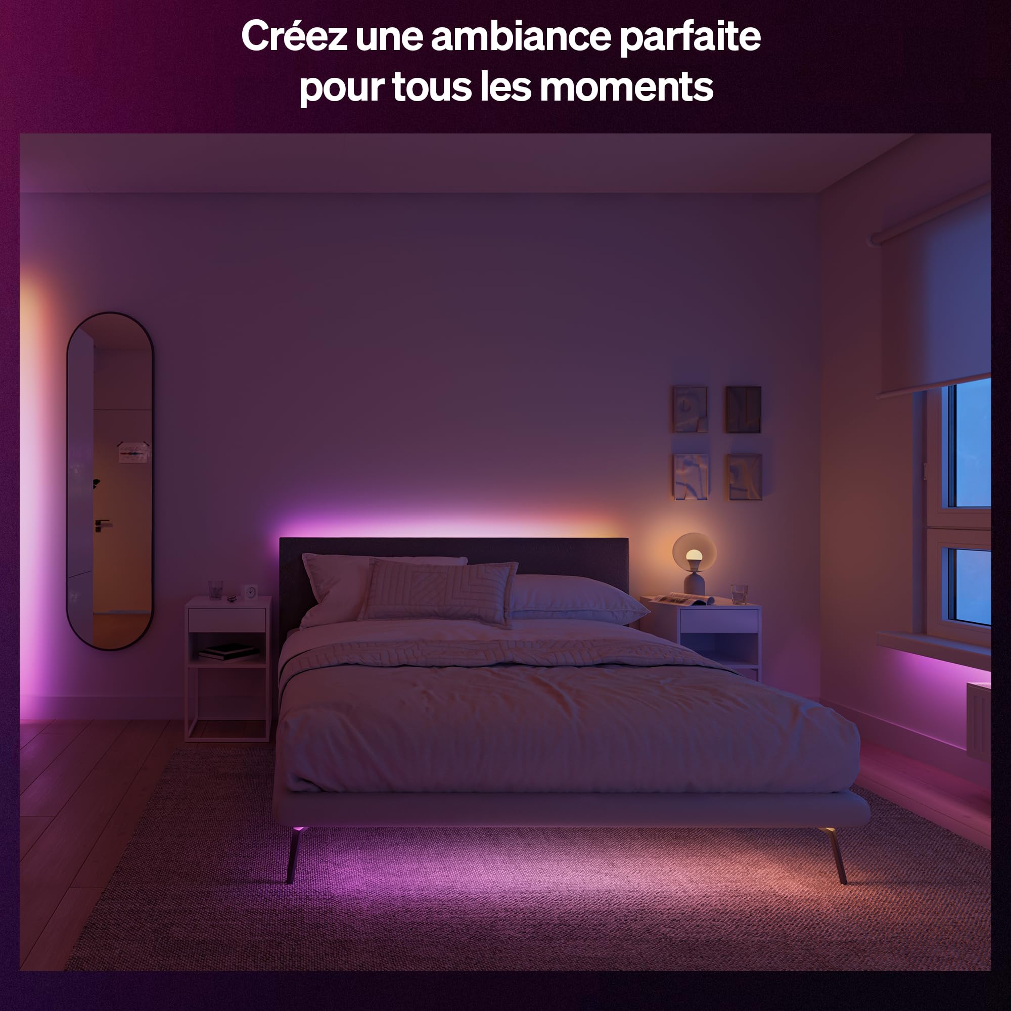 Hue Essential Ruban LED 5 Mètres, RGBIC, Ambiance Vive, Éclairage Intérieur, Installation Facile, Contrôle Via Application et Commande Vocale, Compatible Alexa, Google Assistant et Apple Home