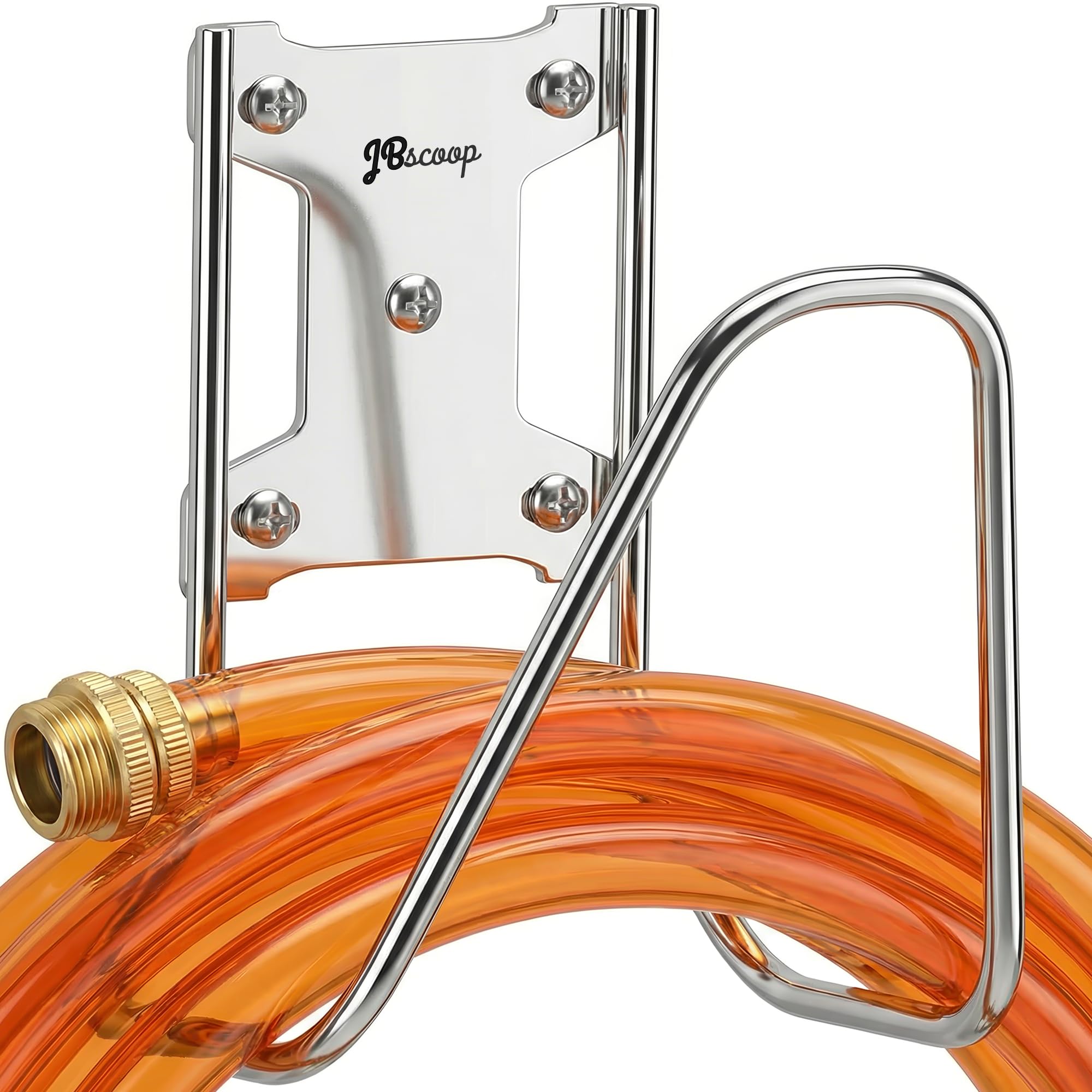 JBscoop Soporte para manguera de jardín, de acero inoxidable, soporte de pared para manguera de agua, cables de extensión, manguera de compresor de aire, resistente y a prueba de óxido