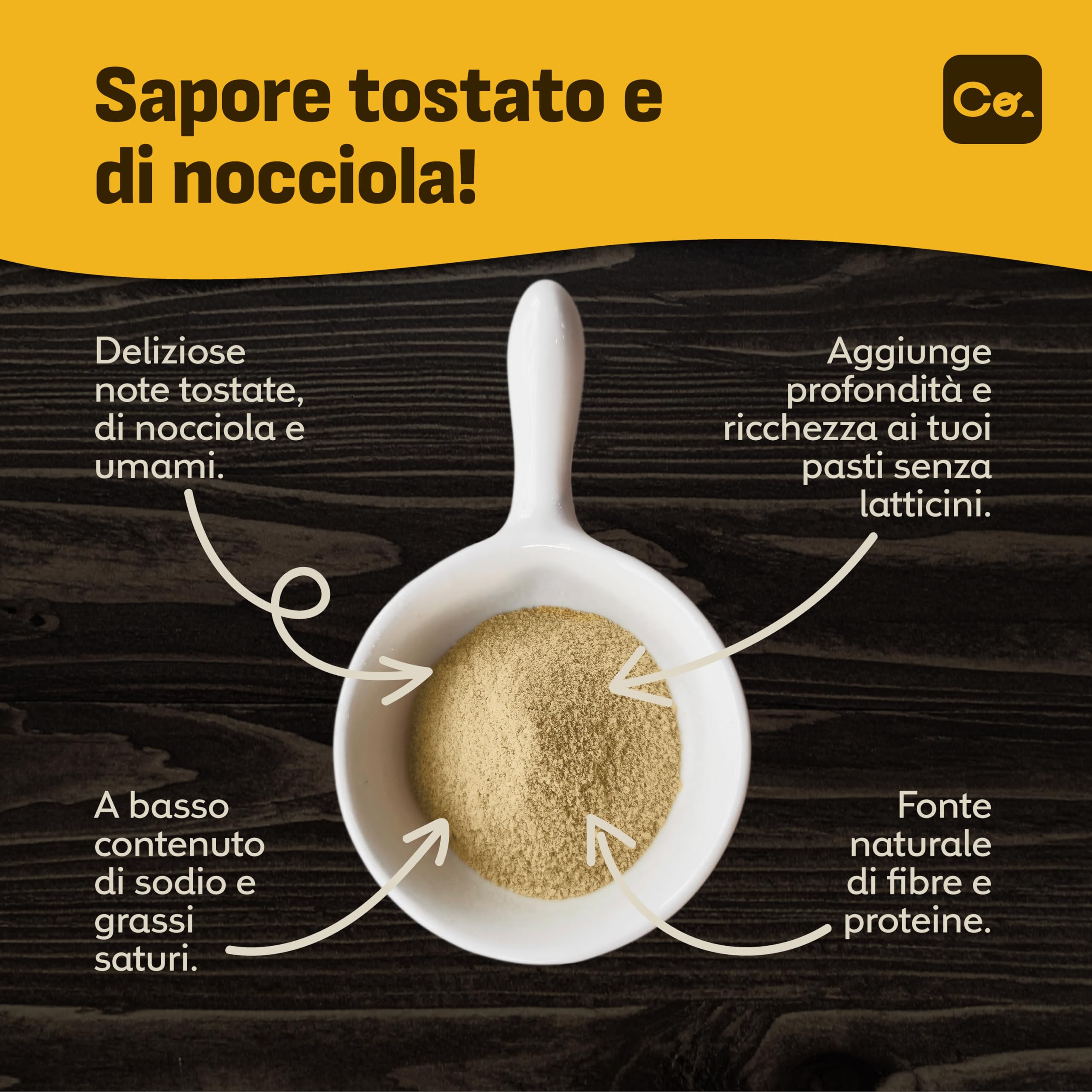 Coolinario Lievito Alimentare Non Fortificato (56 g) | Condimento Naturale Vegano Ricco di Proteine e Fibre | Sapore Tostato per Piatti Salati | Senza Glutine e 100% Vegetale