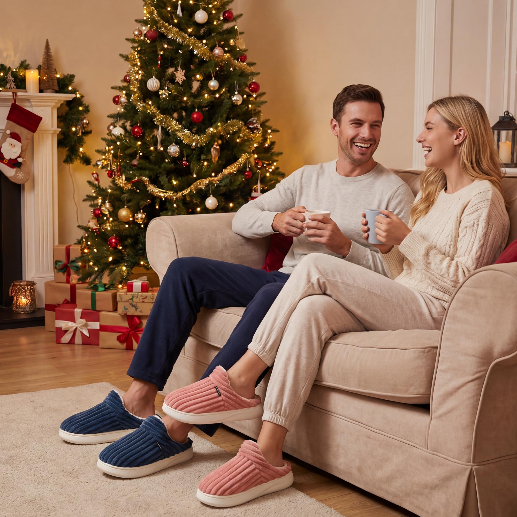 Donpapa Pantofole Donna Uomo Ciabatte Invernali Peluche Casa Comode Schiuma Scarpe Memoria Morbida Antiscivolo Inverno Cotone Slippers