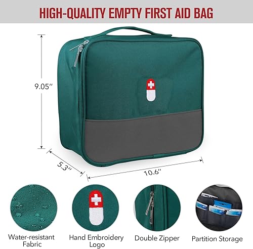 Miniatura 2 de Bolsa de primeros auxilios, bolsa organizadora vacía de suministros médicos, kit portátil de trauma para el hogar, oficina, cocina, viajes,