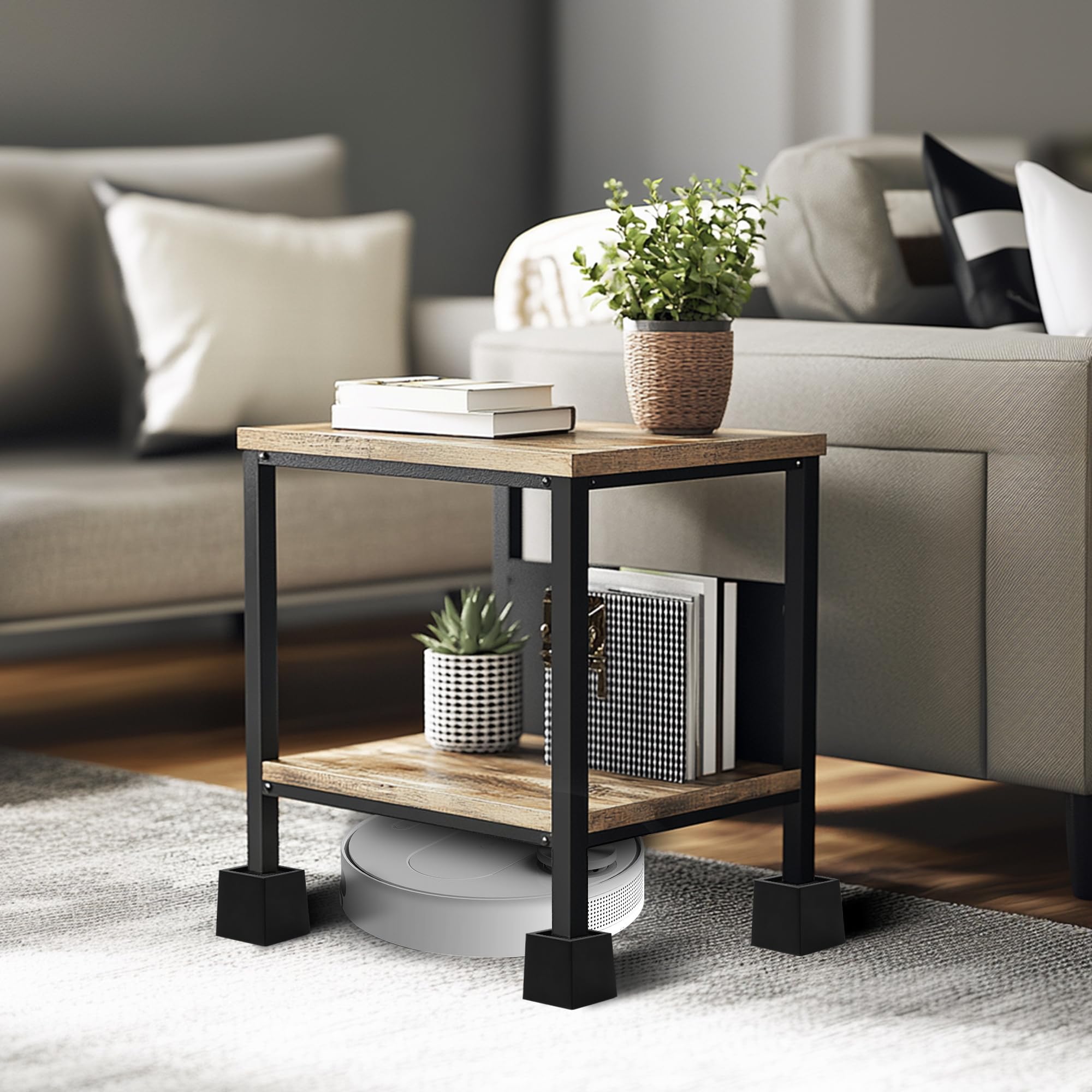 TQVAI Houten bedverhogers 3,5 inch (binnenste 7,6 cm H), meubelverhogers ondersteunen tot 2200 lbs, zwaar belastbaar, voor bank, bureau, zetel, tafel, 4 stuks tafelpoten ondersteuning met antislip