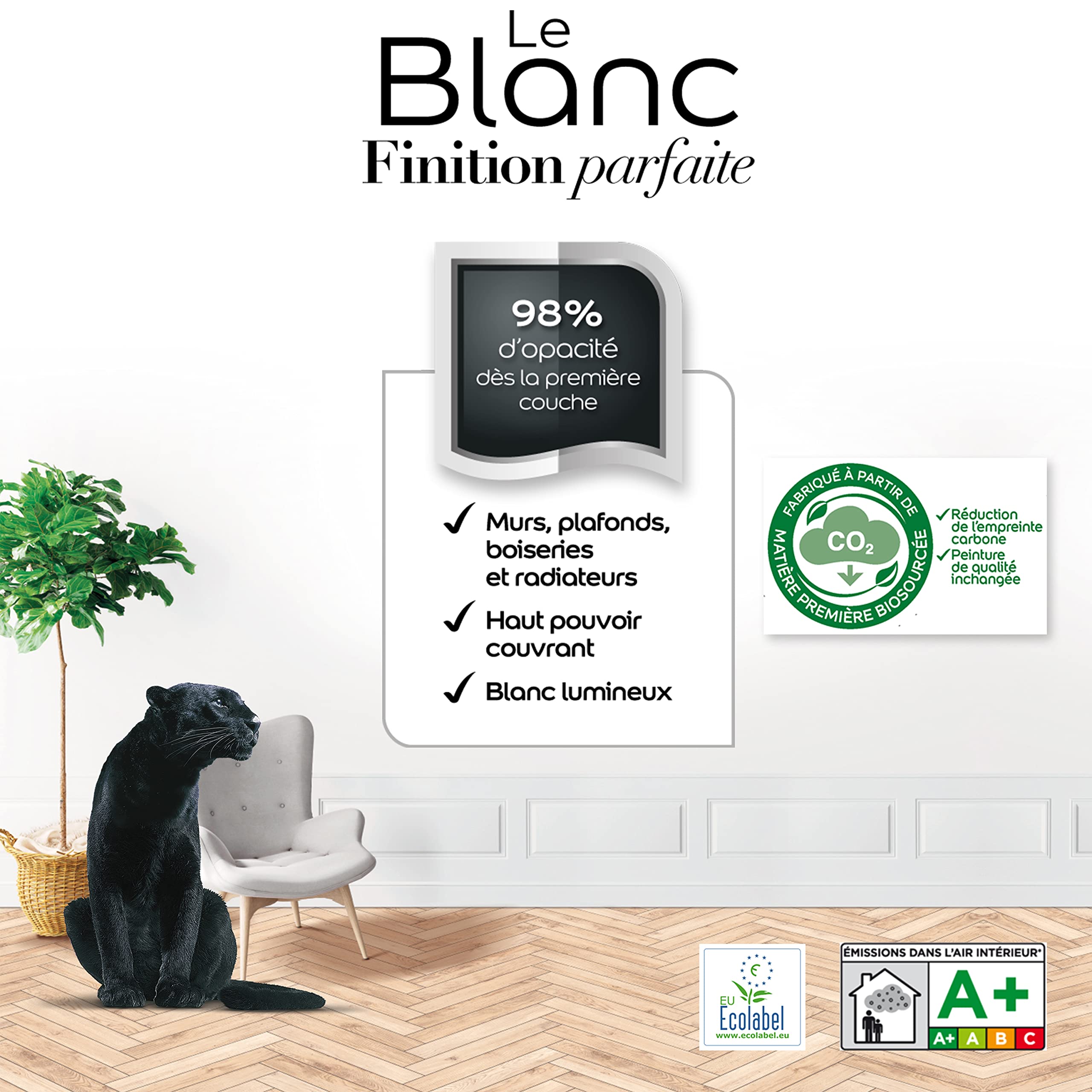 Dulux Valentine Le Blanc Finition Parfaite - Peinture Intérieure Murs, Plafonds et Boiseries - 98% d'opacité - Mat Blanc 10 L - Accessoires inclus