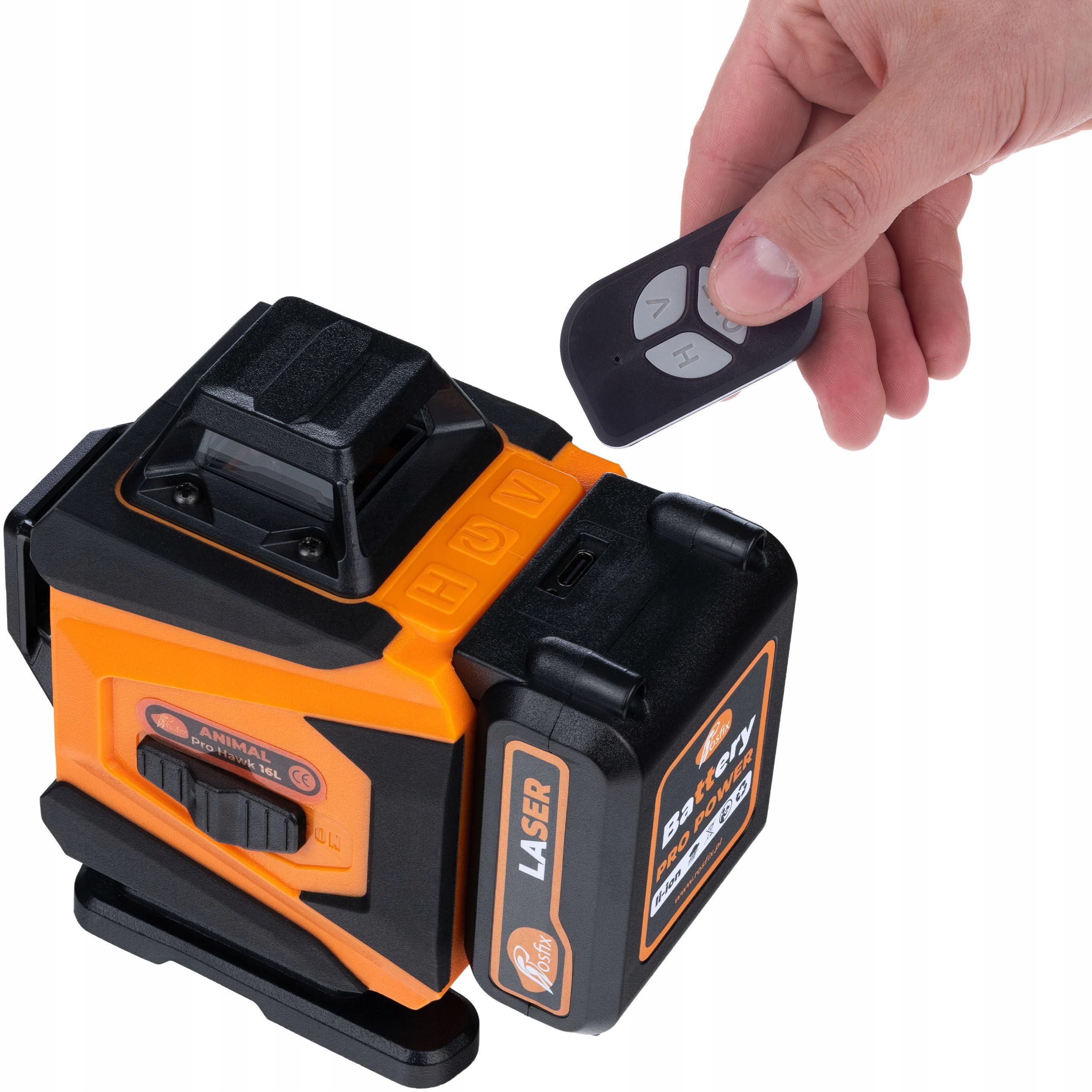 Rosfix Animal Pro Hawk RAPH 16L - Láser cruzado de 16 líneas | IP54, USB-C, 2 x Li-ion, mando a distancia | Construcción e instalaciones | Kit de nivel láser con trípode y maletín