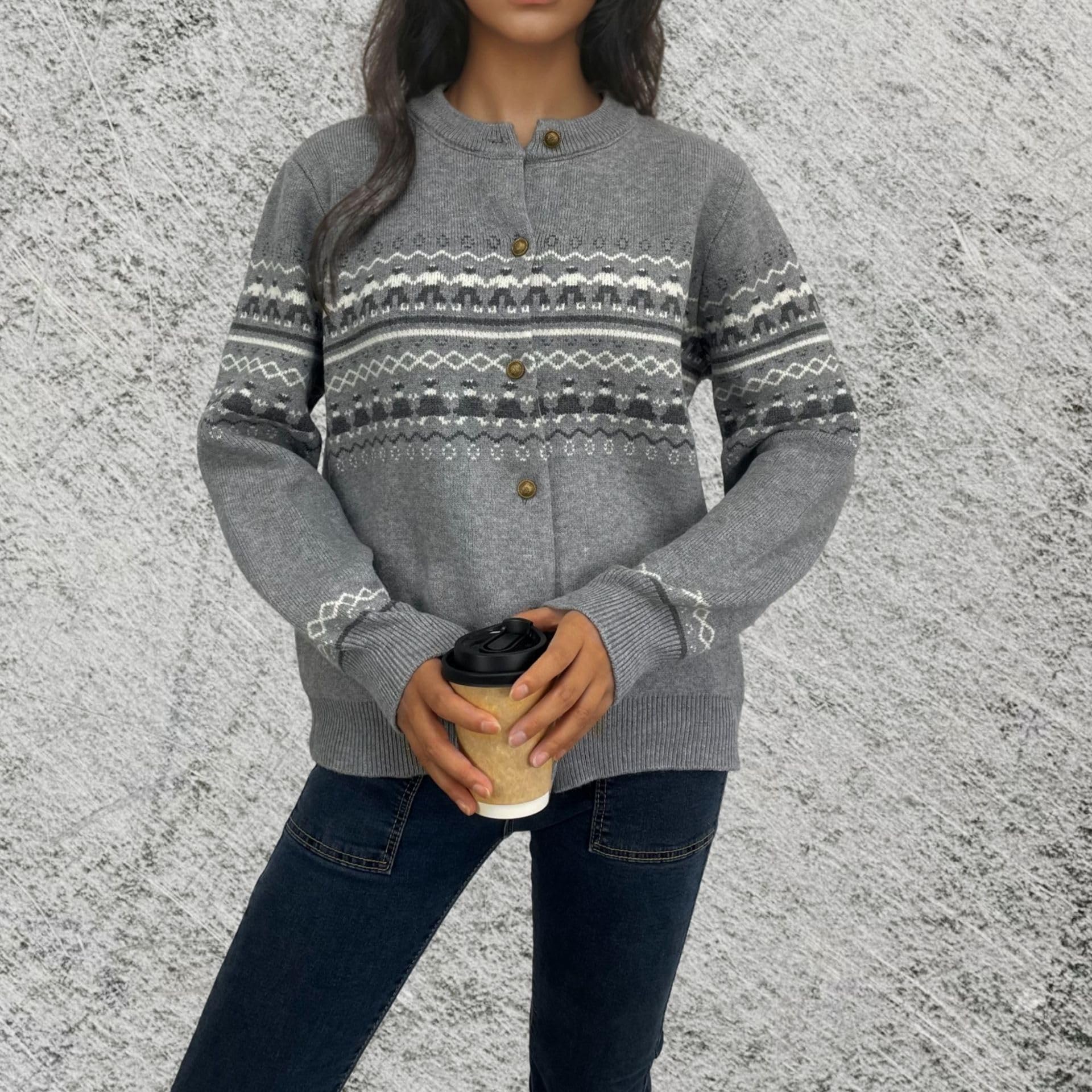 Rebeca Mujer Cárdigan De Punto con Cable Aran Grueso Blusa con Botones Abiertos En La Parte Delantera Cárdigan Festivo De Rayas Retro para Mujer Suéter para Mujer Cárdigan De Punto De Corte Rela