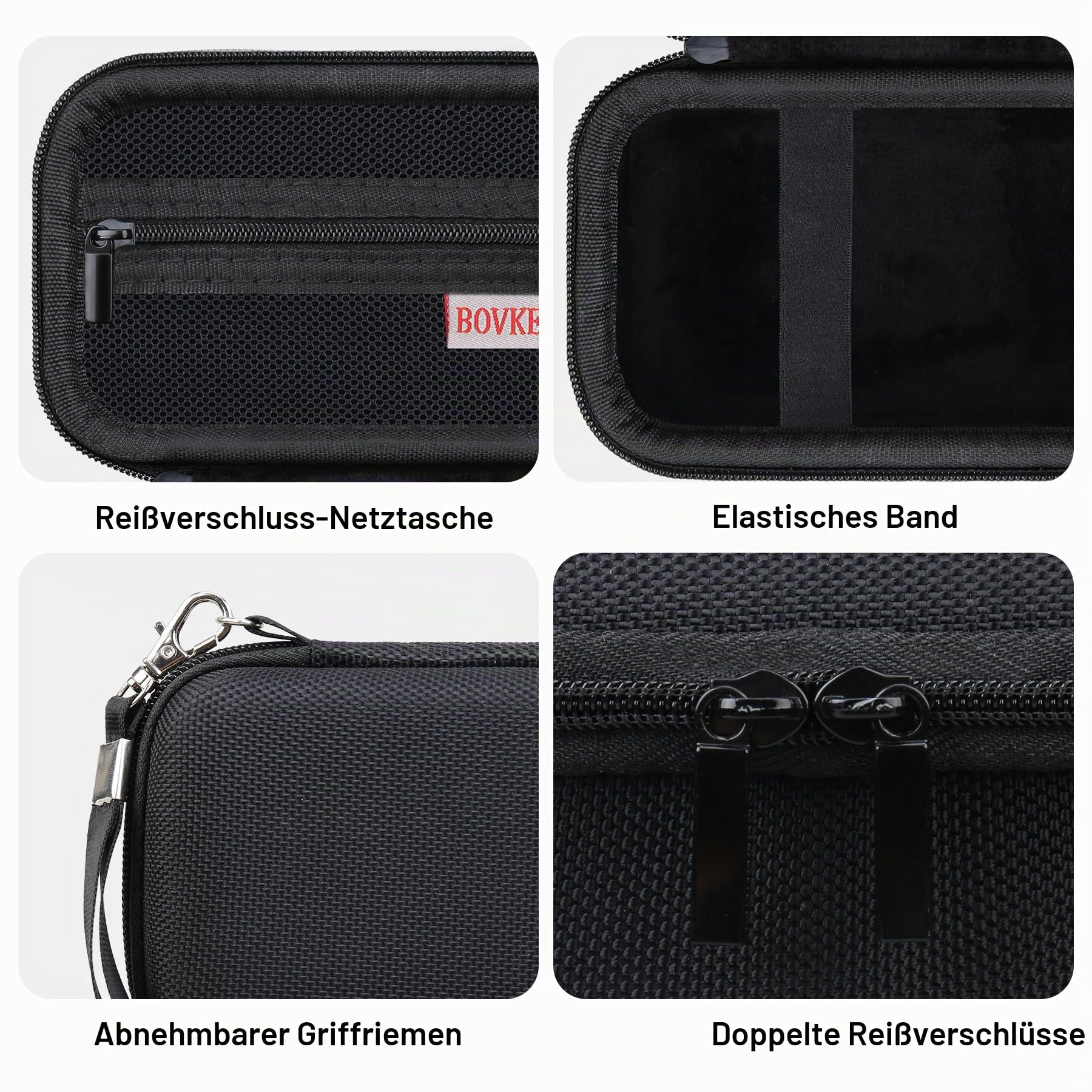 BOVKE Hartschalenkoffer + Silikonhülle für Canon PowerShot SX740 SX730 Digitalkamera, stoßfeste Eva-Aufbewahrungstasche mit weicher Silikon-Schutzhülle, mit Abnehmbarer Objektivabdeckung, Schwarz
