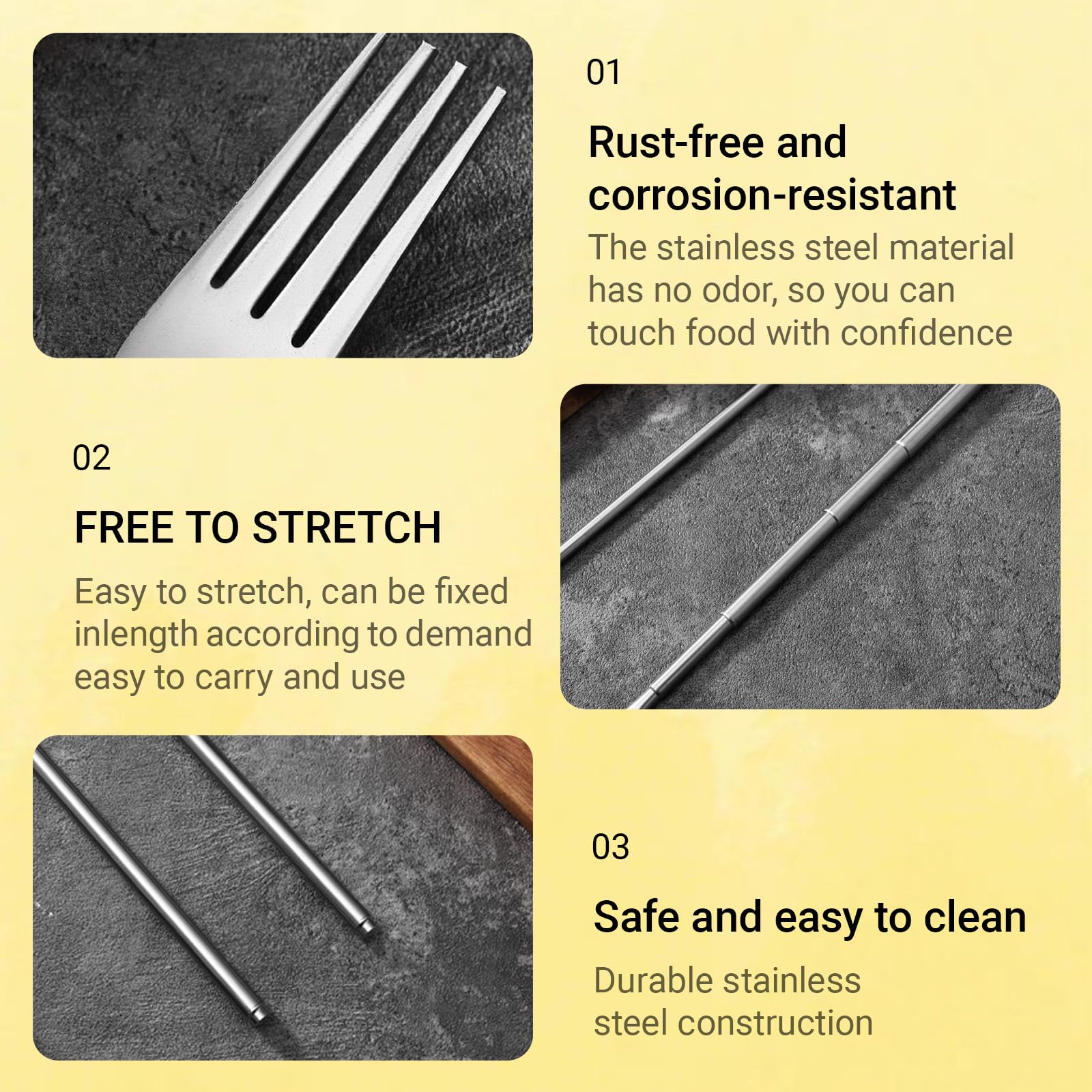 2 PCS Extendable Fork, Telescopic Stainless Steel Long Fork Set, Adjustable 8.7–25.4 Inch Retractable Forks for BBQ Outdoor Dining Travel Picnic Fruit Dessert — view 4