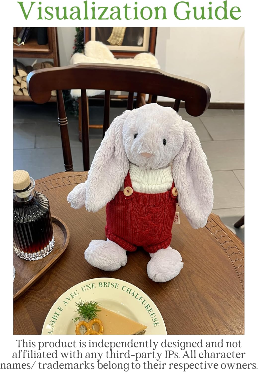9-12"/30cm Stuffed Animals Christmas Outfit:Medium Bashful Bunny Sweater 28cm Bartholomew Bear Knit Overalls 2-Piece Set(NO Doll)