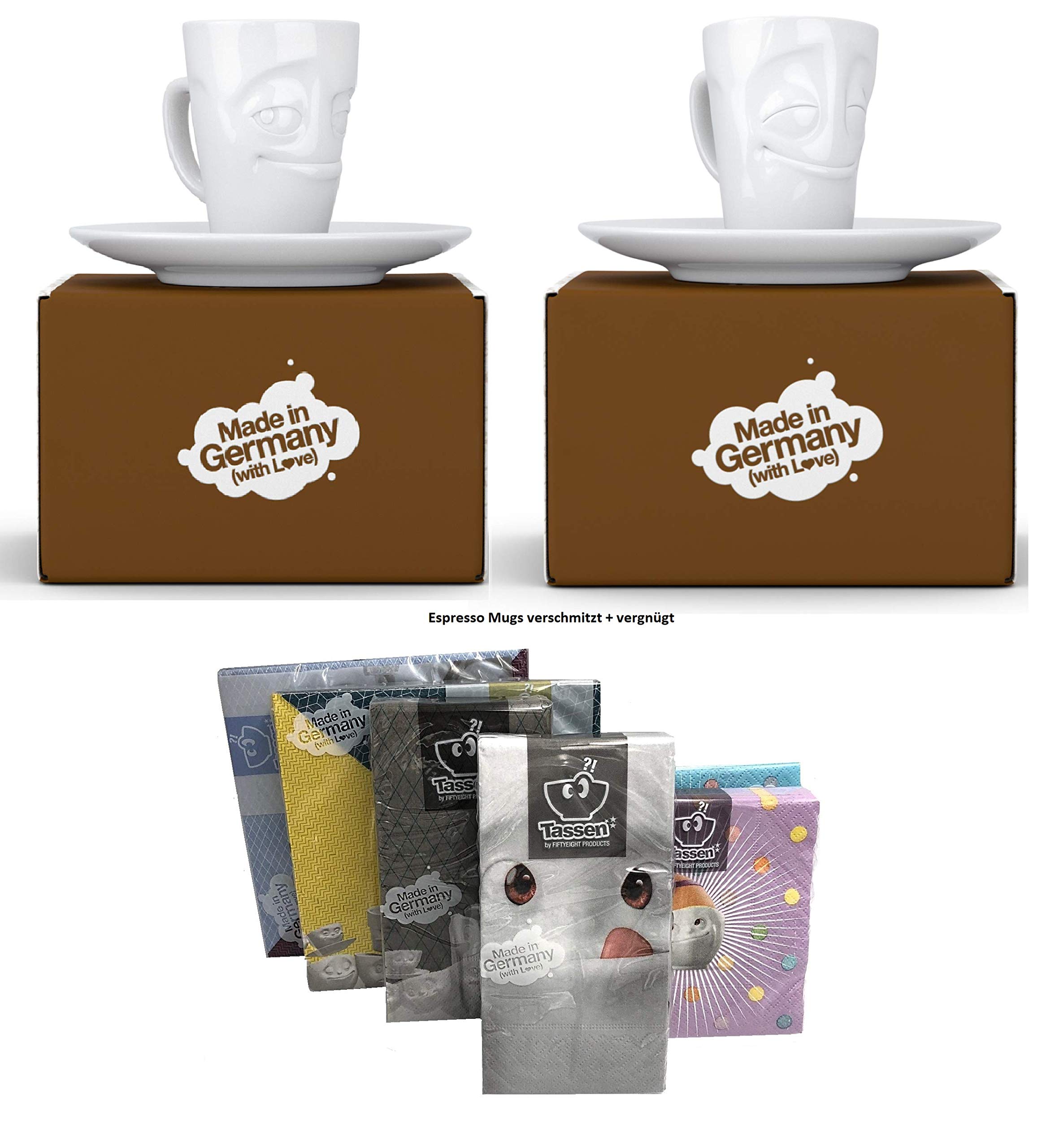 FIFTYEIGHT PRODUCTS Fiftyeight Espressotassen, 2er-Set, Servietten 80 ml, gekürzt, genussvolle E-Becher 2