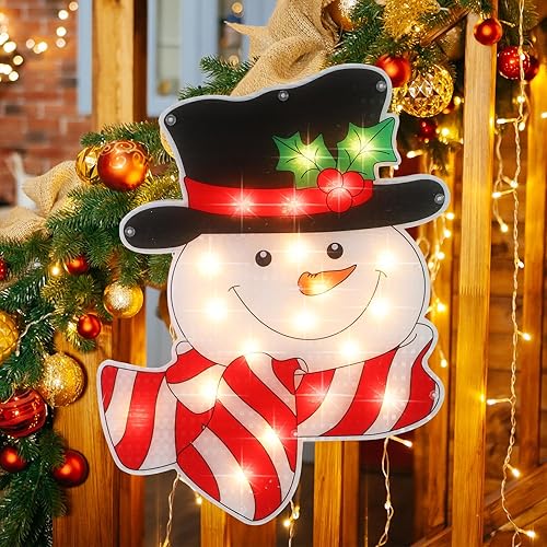 Miniatura 33 de LAMPHOME Silueta de ventana de Navidad con forma de copo de nieve de 17 pulgadas, 20 L, decoración para fiestas, hogar, patio, césped, jardín