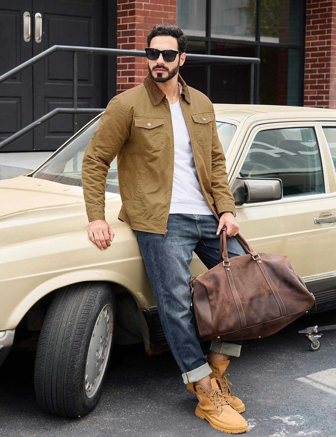 TACVASEN Men's Casual Quilted Cotton Jacket Cargo Corduroy Collar Jacket Work Shacket with 5 Pockets for Fall and Winter - Image 4