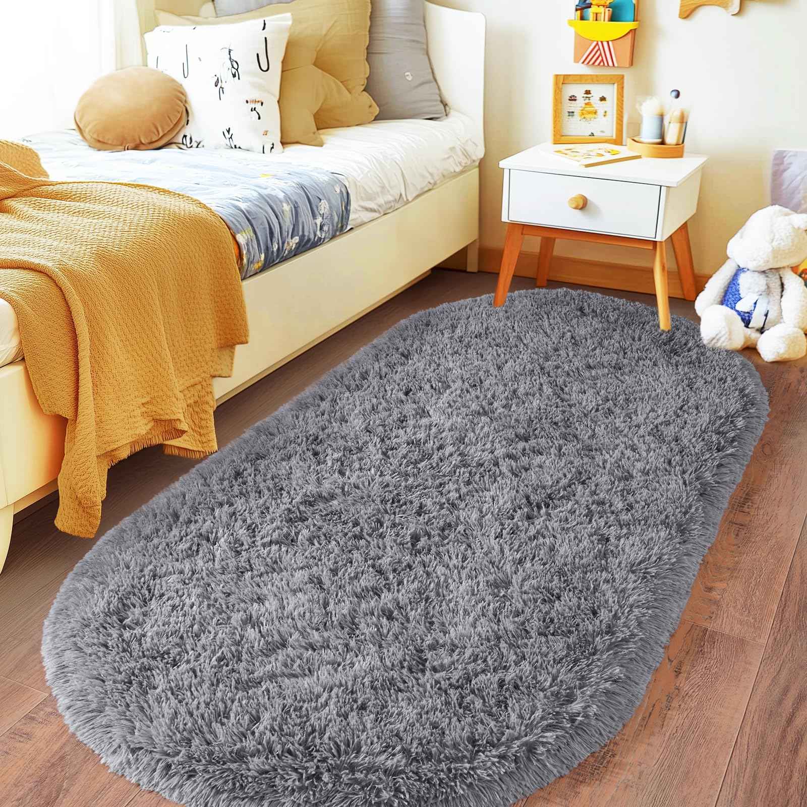 Tapis Rond En Peluche Pour Chambre à Coucher, Salon, Moderne, Doux Et Moelleux, Bleu Paon, Diamètre : 80 Cm. | Leroy Merlin