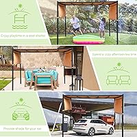 Vista 7 de Pérgola de metal resistente para patios, pérgolas retráctiles de 10 x 10 pies con cubierta de toldo resistente a los rayos UV, pérgolas y cenadores