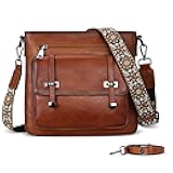 Iswee Soft Leather Crossbody Bags for Women Shoulder Handbags Multi Pocket Travel Purse with Adjustable Strap Medium Size