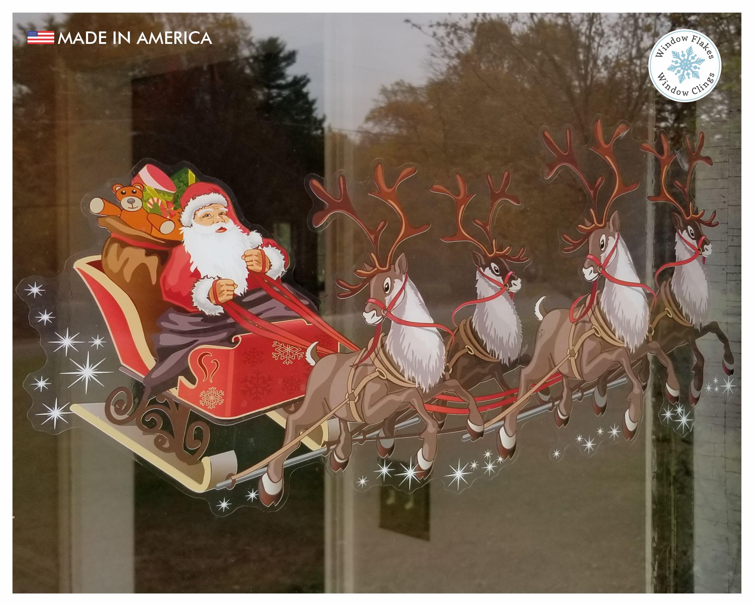 Amazon｜2個セット、8.5インチクリスマスウィンドウクリングデカール