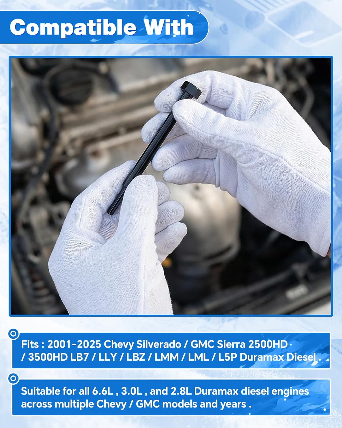 GM-52074 Glow Plug Bore Reamer Fit for 2001-2025 Duramax Diesel Engines 6.6L 3.0L 2.8L 1.6L, Glow Plug Reaming Tool Replace GM-52074, OTC-7223, Kent-Moore EN-52074