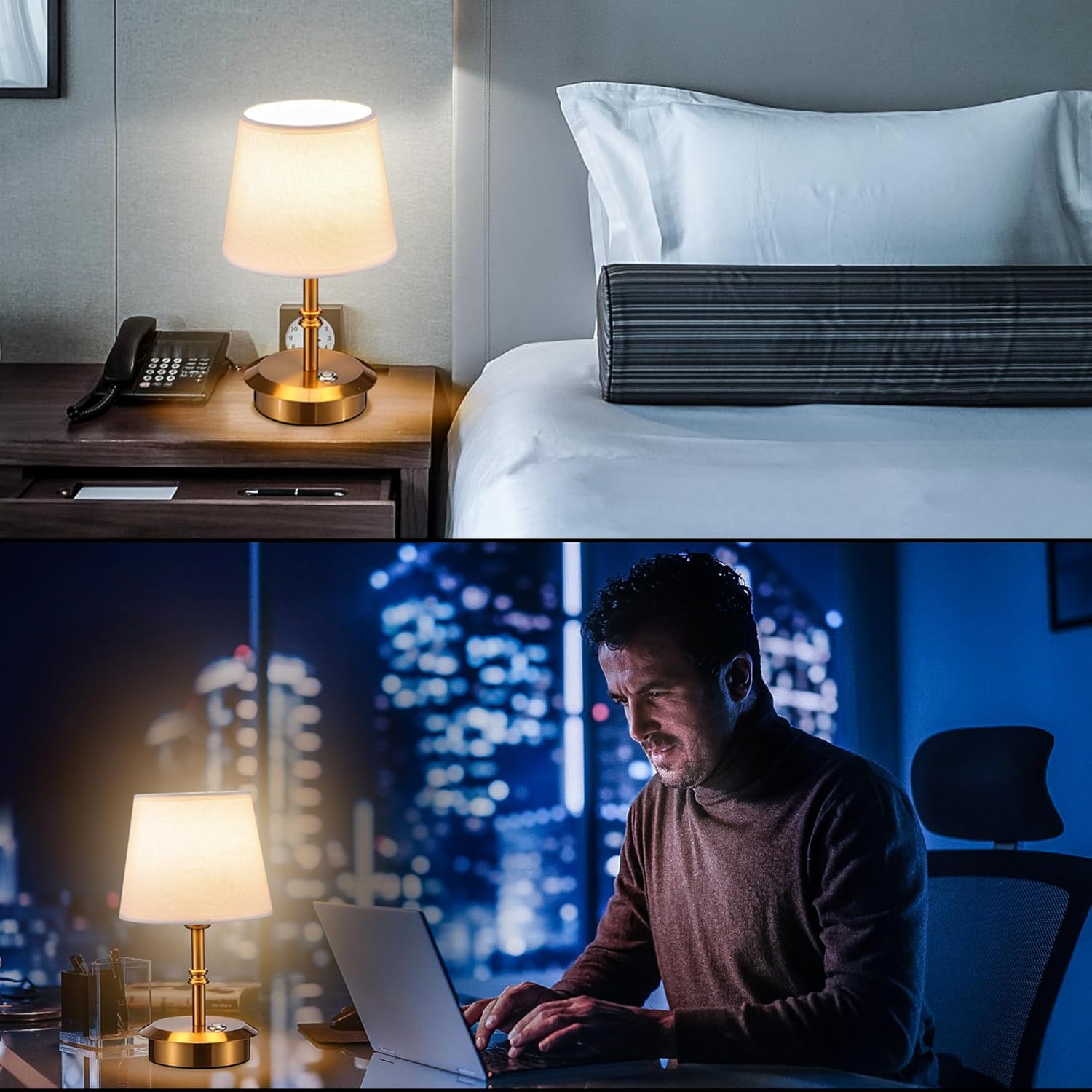 Anxingtools Mini – Cordless LED Table Lamp with Dimmer, Built-in Rechargeable Battery, 3-Level Brightness, Patio Table Lamp, Bedside Night Lamp, Ambient Light for Restaurant(Antique Brass)