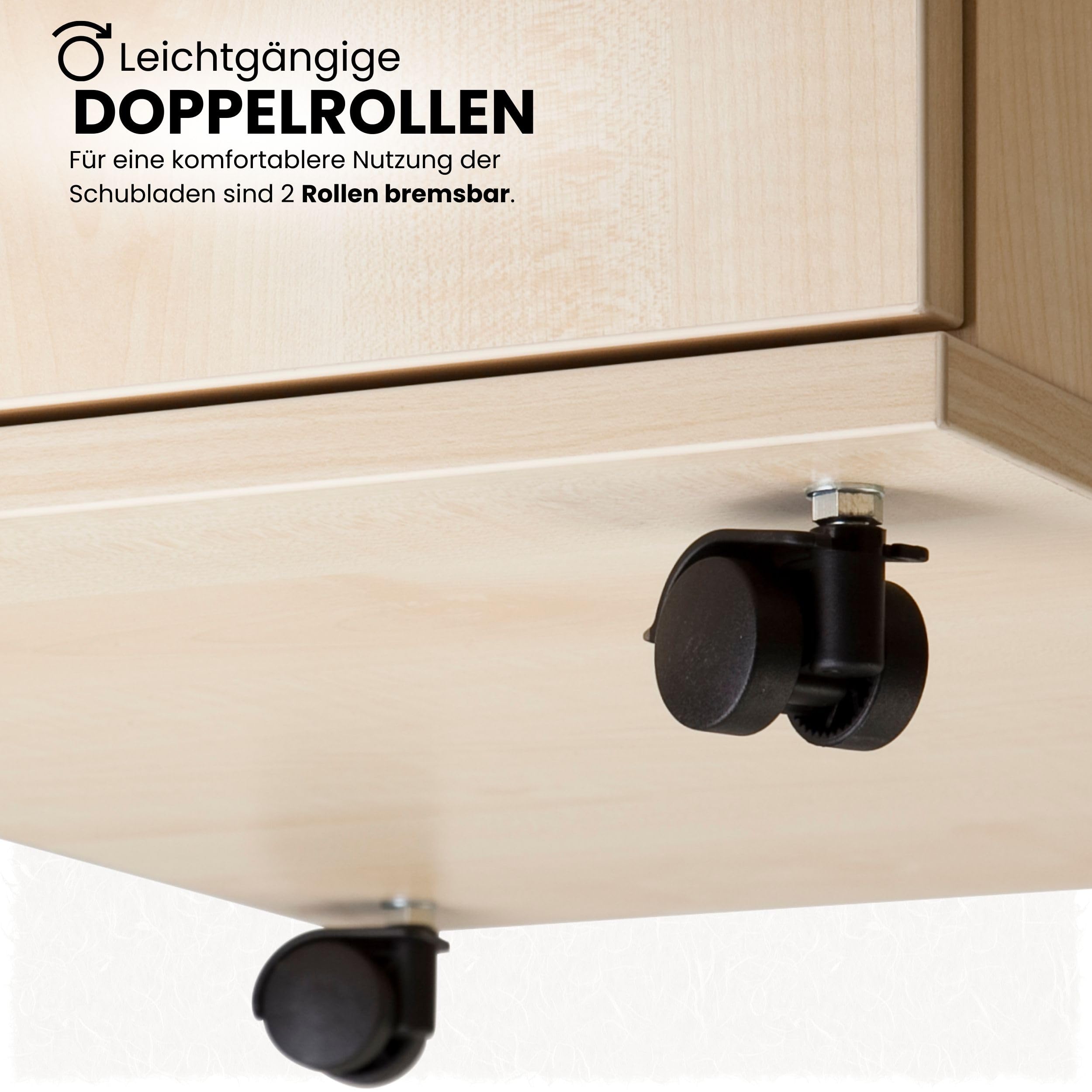 bümö Rollcontainer mit Schubladen, Container abschließbar aus Holz in Graphit - Rollwagen für's Büro als Schreibtisch Unterschrank, Bürocontainer od. Schreibtischcontainer mit Bügelgriffe