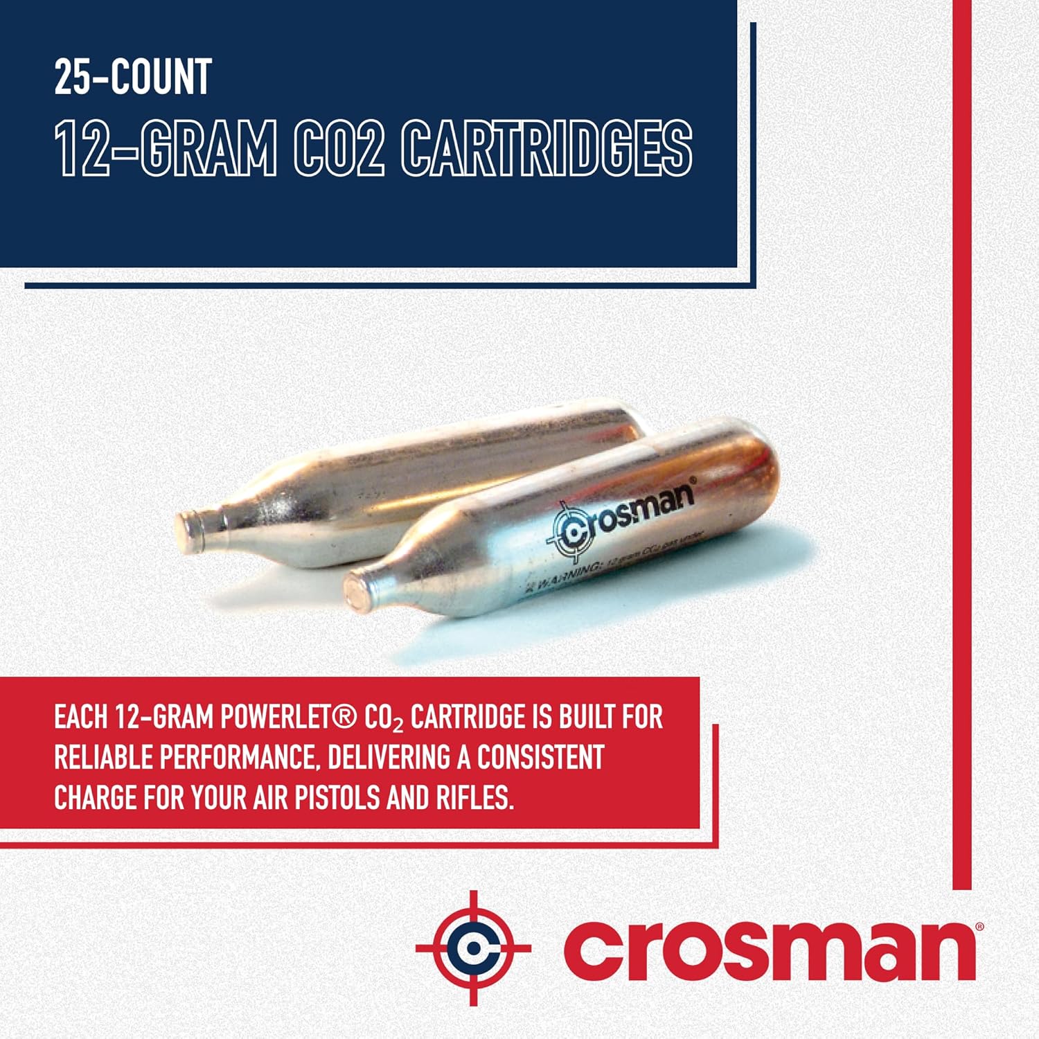 Crosman 25-Count 12-Gram CO2 Cartridges For Air Rifles And Air Pistols 2311-N