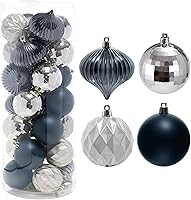 Vista 1 de Amooca Adornos de bolas de Navidad, 28 piezas de 2.8 pulgadas/3.15 pulgadas, inastillables, juego de bolas brillantes mate multiformas, colgantes