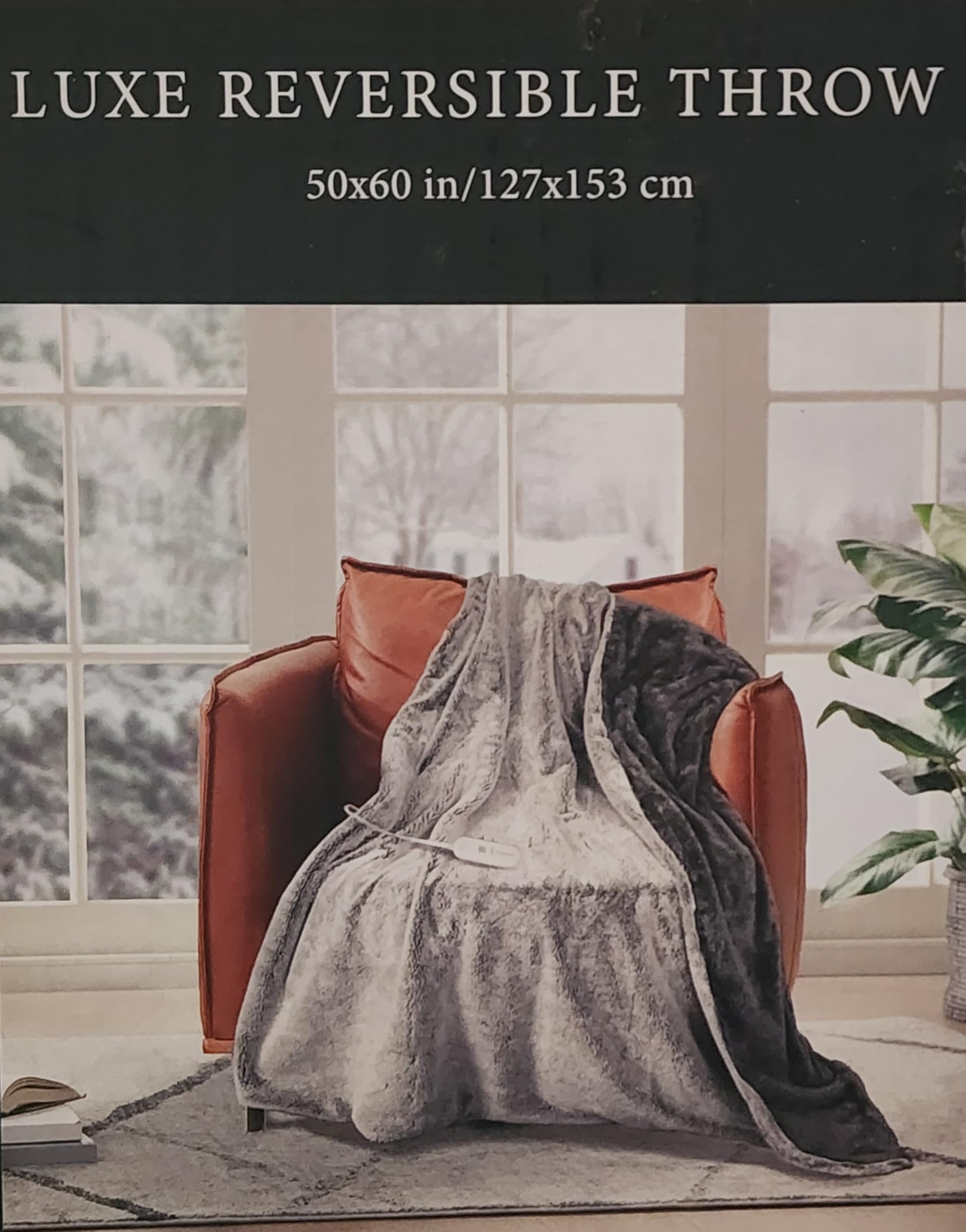 Midnight Faux Fur Heated Throw