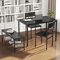Vista 9 de DUMOS Mesa de comedor, juego de mesa de comedor para 4 personas con banco, mesa de cocina fácil de montar, ahorro de espacio, juego ideal para 4