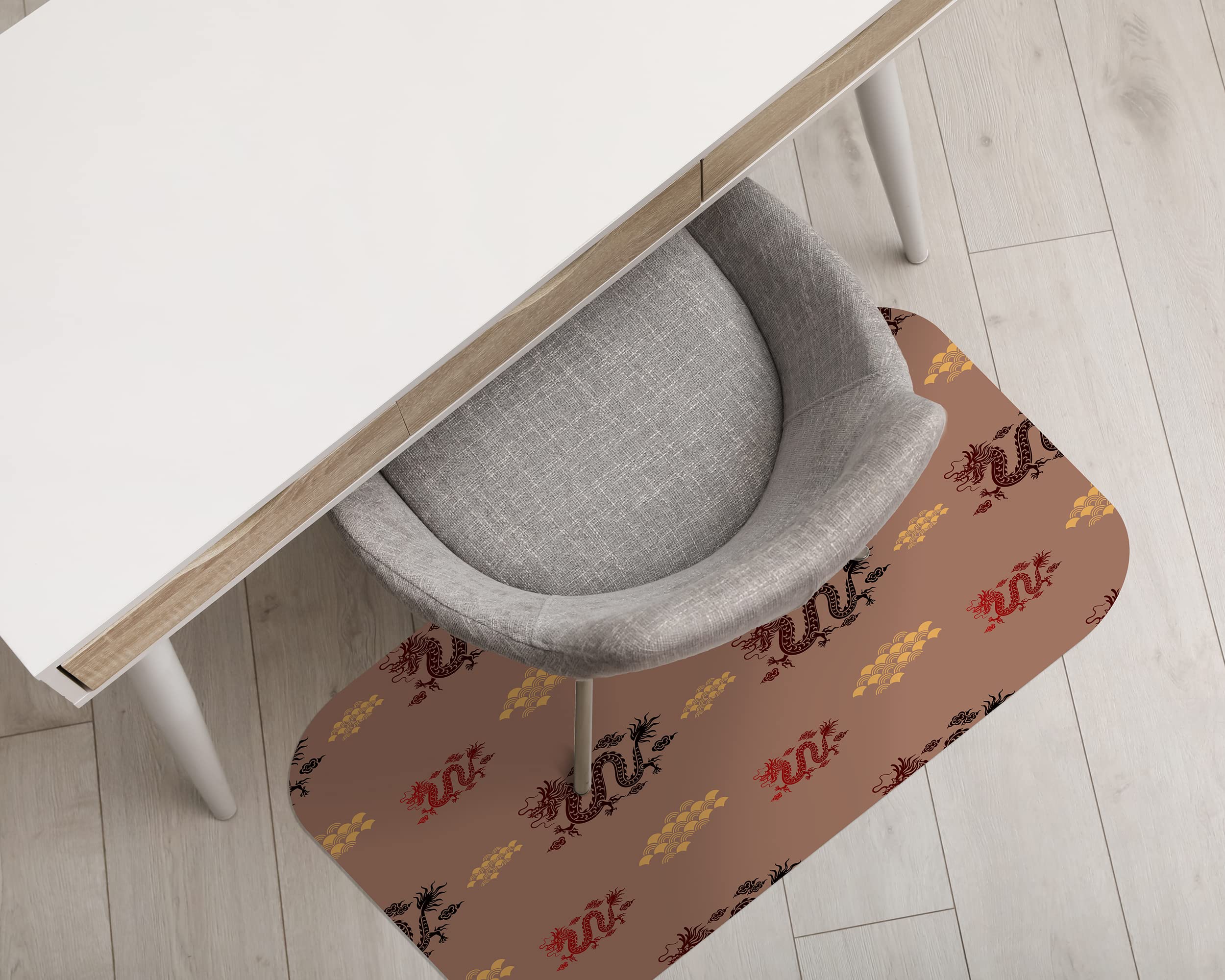 Coloray Tapis sous la Chaise 100x70 cm (arrondir 15 cm) Gaming Grand Tapis de Protection Vinyle - Modèle de Dragon Asiatique