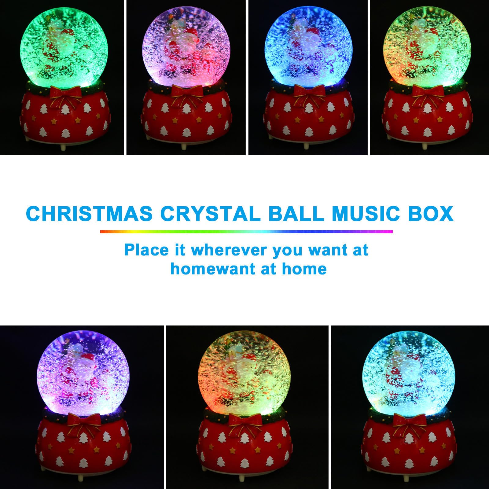 BESPORTBLE 2 Pezzi Sfera di Cristallo Musicale Natalizia Luminosa in Resina | Decorazione Interna Visibile, Design Creativo, Include Tre Batterie Aaa