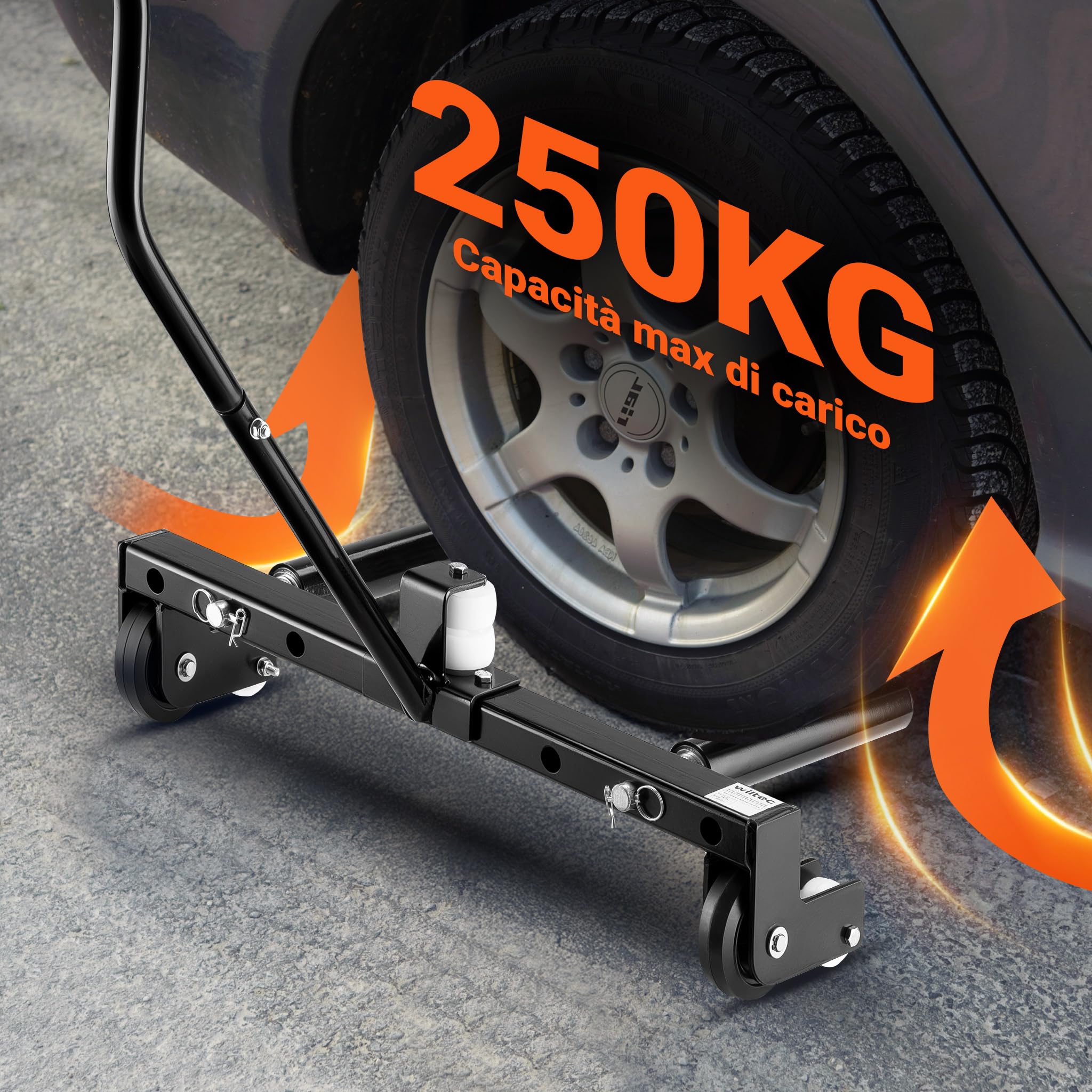 XPOtool Carrello smontagomme in Acciaio per Montaggio Pneumatici, Max 250kg, Carrello sposta Ruote, togliruote per Pneumatici 17-56,5 cm (6,5-22,5")