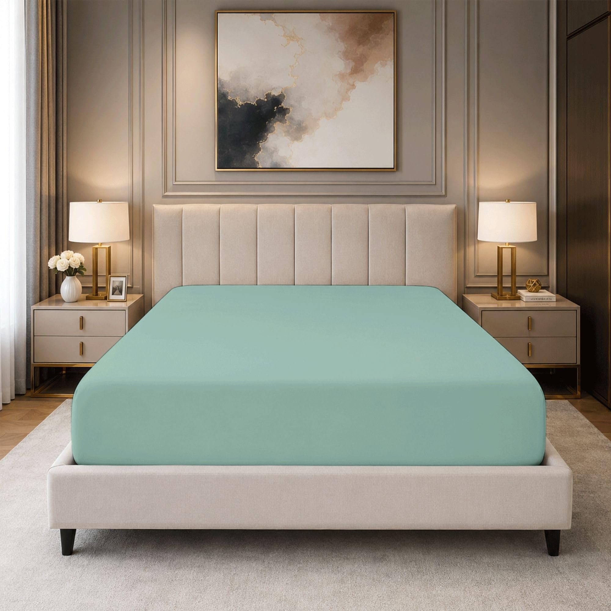 100% Cotton Fitted Sheet Small Double 40cm Extra Deep, Egyptian Cotton 400 Thread Count Bedding, Soft Breathable Mattress Protector Fit