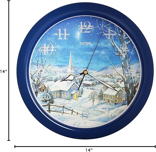 Vista 24 de JUSTIME Reloj de pared de caoba de 14 pulgadas con 12 villancicos de Navidad, elegancia atemporal Wsh Caoba
