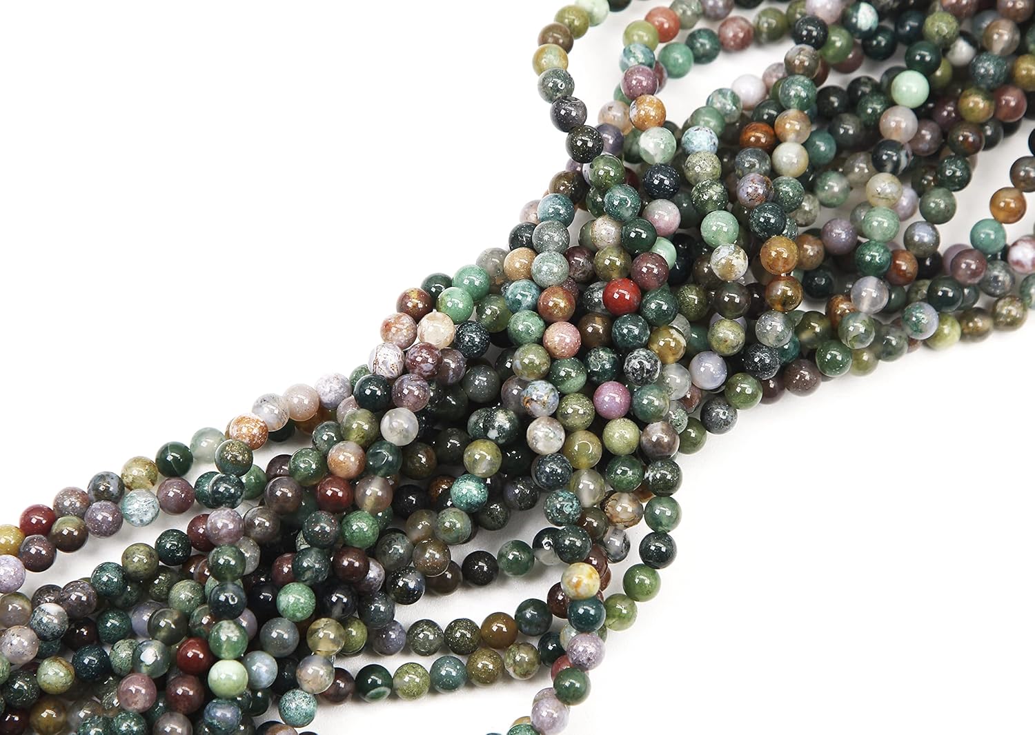 Natural Gemstone Round Loose Beads, DIY Jewelry Making 1 Strand 15" (6mm, Natural Indian Agate Gemstone)