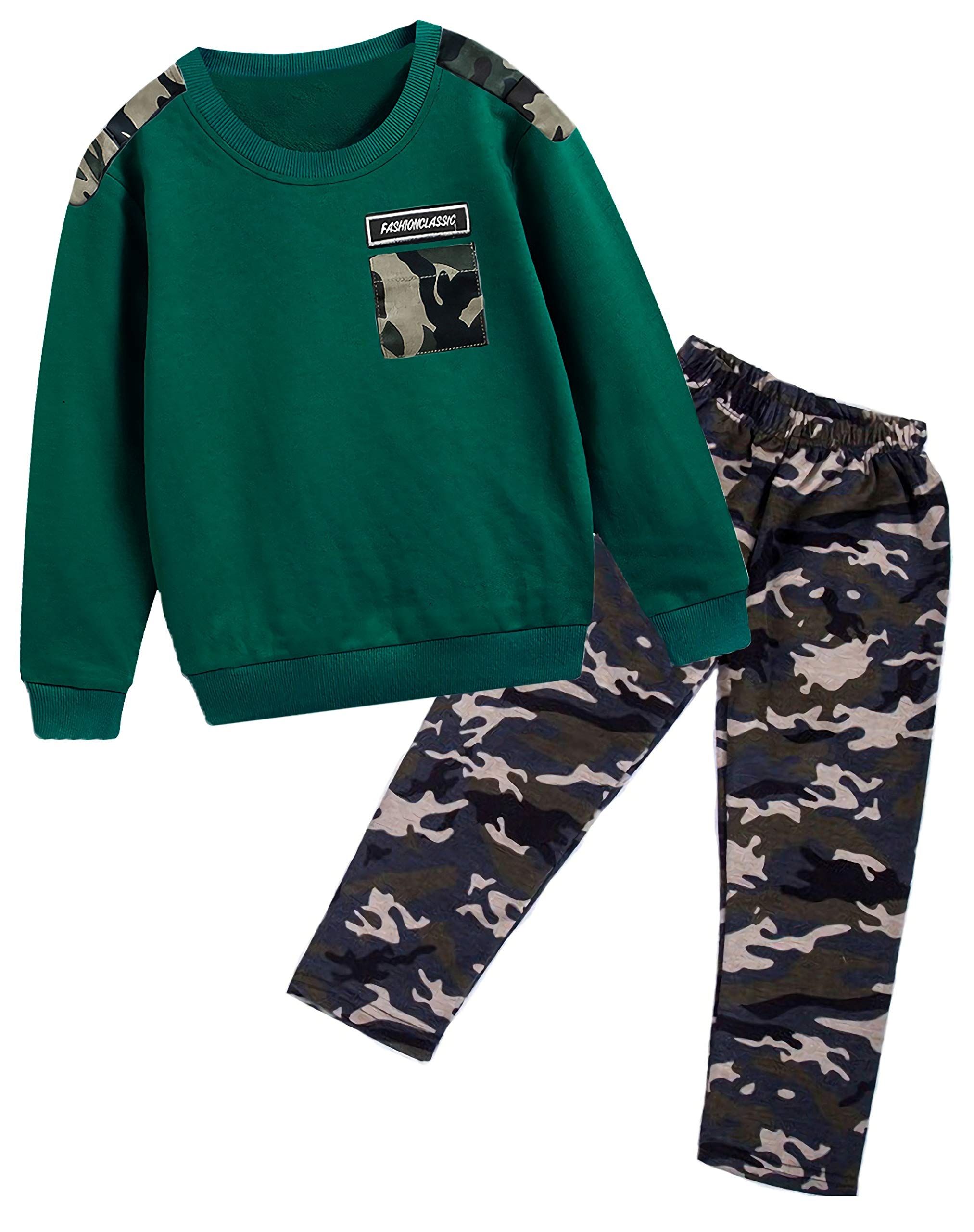CRAZY GOTENDBoys Camouflage Long Sleeve 2Pcs Cotton Kids Clothing Sets