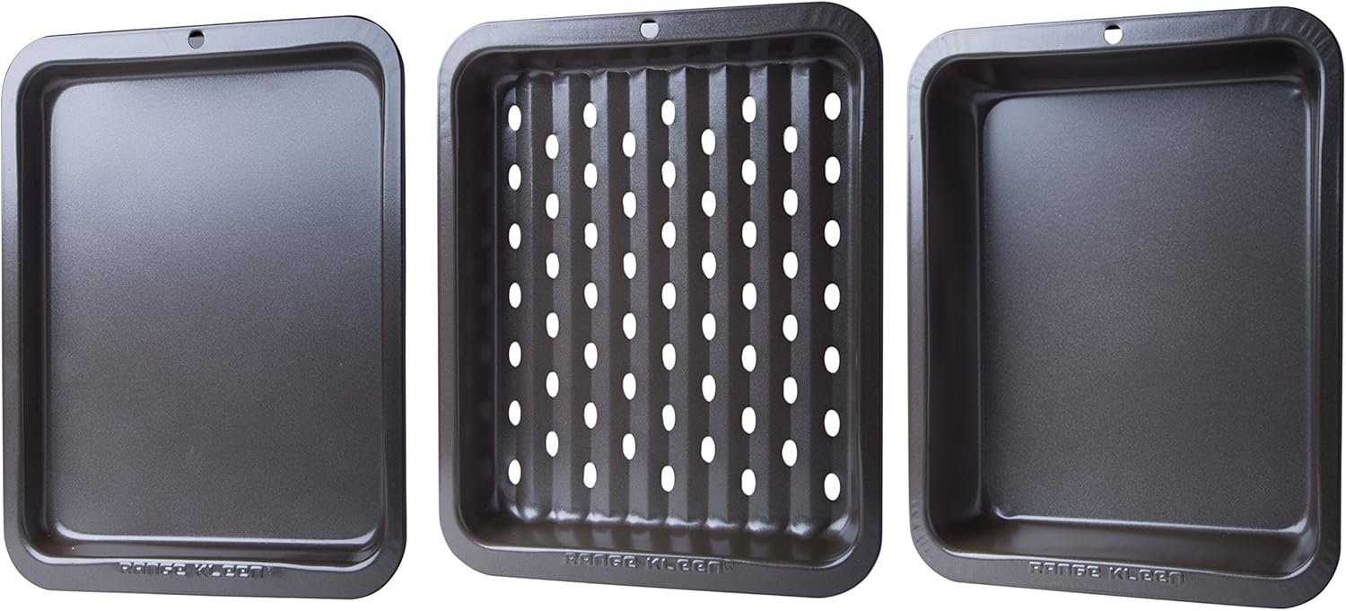 Range Kleen 3 Piece Bakeware Toaster Oven Set 8 Inches by 10 Inches