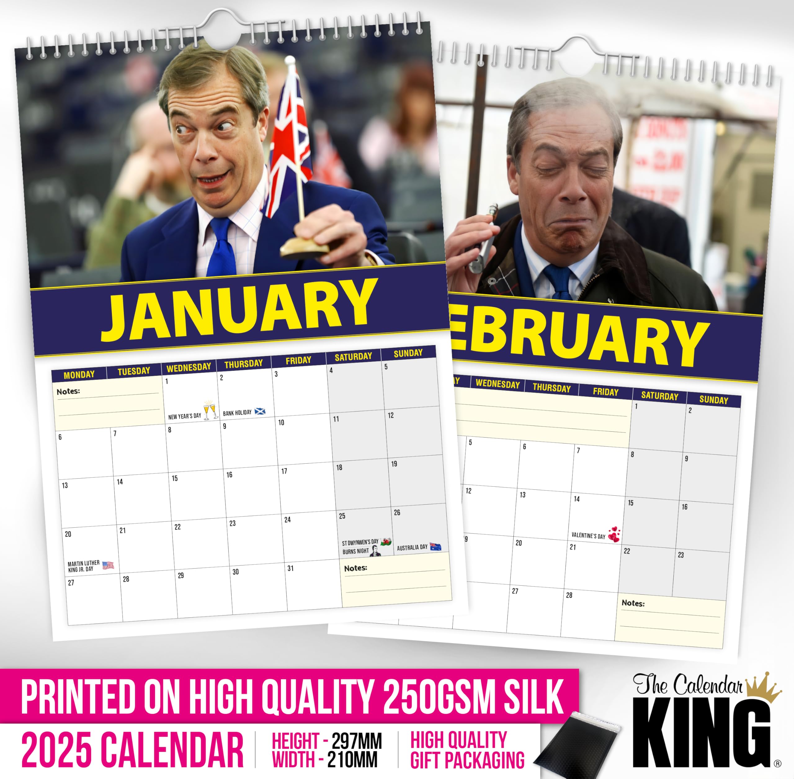 The Calendar King // Nigel Farage - 2026 Wall Calendar (Full Colour, A4 Size)*** - Image 2