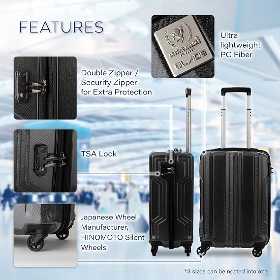 LEGEND WALKER BLADE-Ultralight PC Fiber Luggage, 19-inch, White Carbon, 5604-48-WHCB