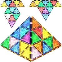 Vista 10 de PicassoTiles Bloque de construcción magnético de 4 piezas de azulejos magnéticos de forma cuadrada grande juguete de construcción STEM kit