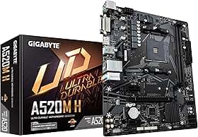 Placa Mãe Gigabyte A520M H (AM4/DDR4 3200MHz/HDMI/DVI-D/M.2/USB 3.2) - 9MA52MH-00-10