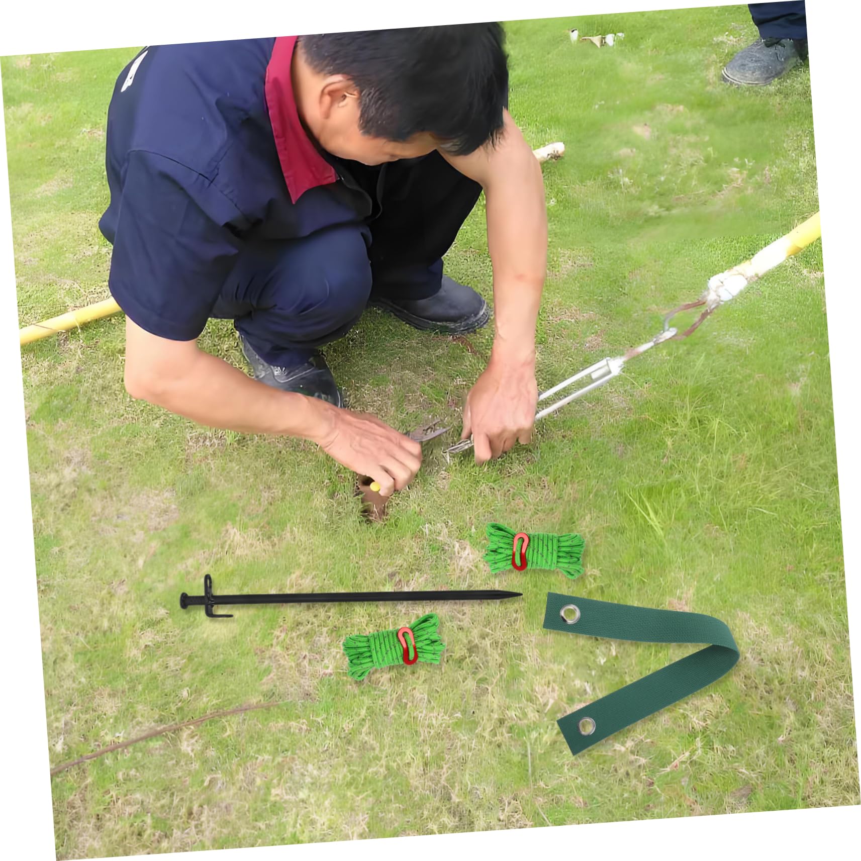 VICASKY Kit D'ancrages D'arbres Étai d'arbre pour Jardin Extérieur Complet Comprenant 3 Attaches Piquets 3 Tuteurs en Fer et 3 Câbles de Soutien