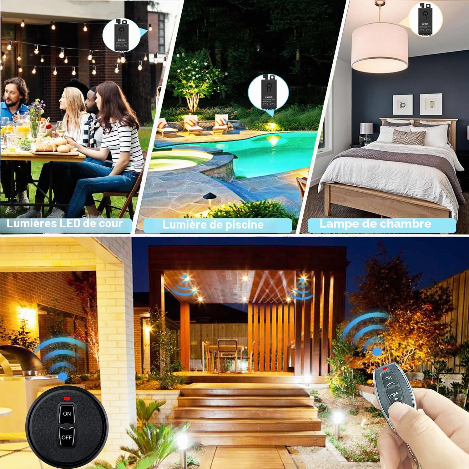 Commutateur a Distance sans Fil 230V,interrupteur sans fil AC 220 V/230 V/240 V/10 A, interrupteur mural sans fil 328 ft, pour appareils ménagers, plafonniers, appareils électriques.