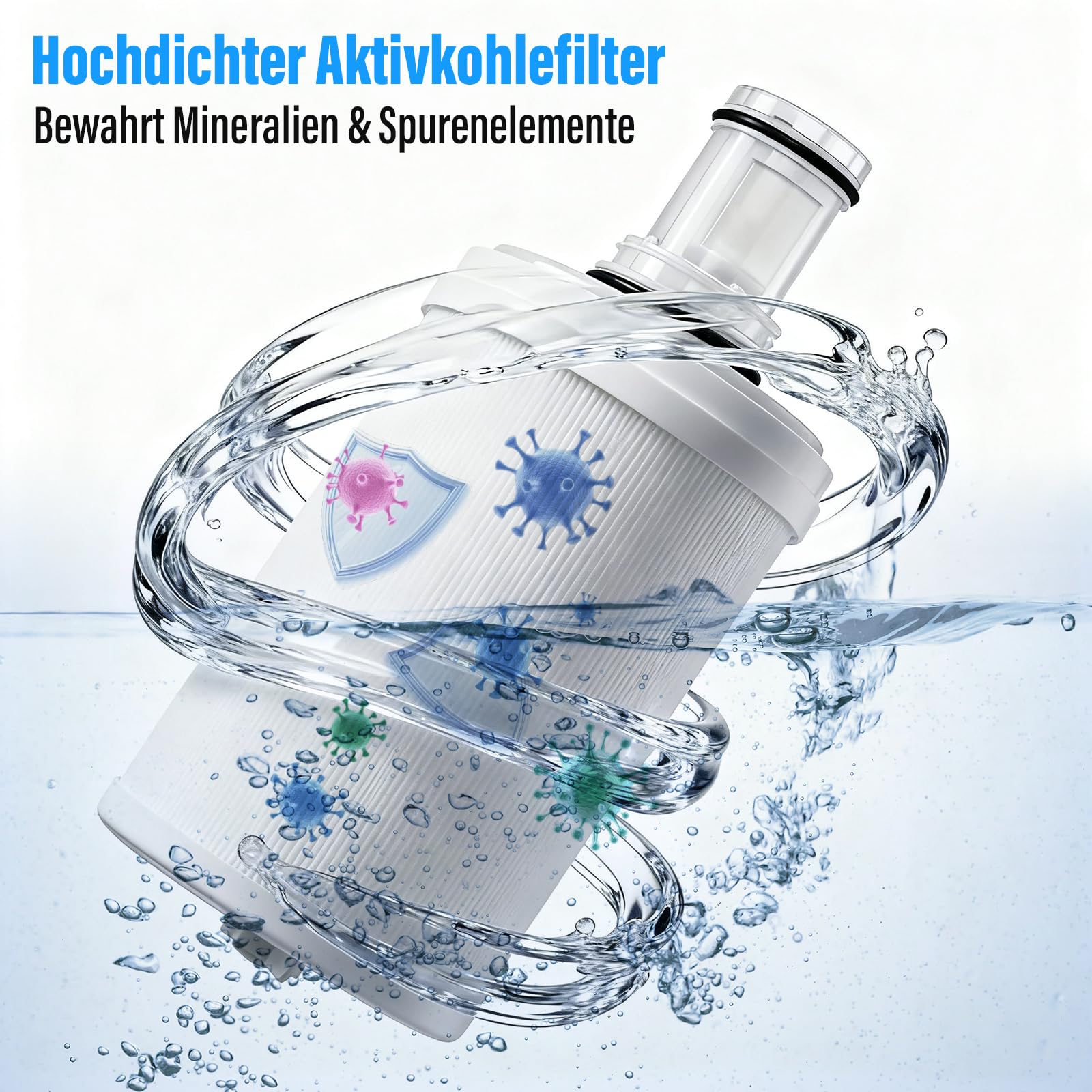 Wasserfilter Kompatibel mit Amway espring 100186M/100188CH, Wasserfilter Kartusche, HEPA Aktivkohle-Filtration, Ersatz Wasserfilter, Entfernt Gerüche, Verbessert den Geschmack von Leitungswasser